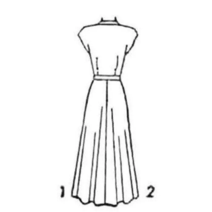 1940's Sewing Pattern Tea Dress with Pockets & Belt  - Multi Sizes