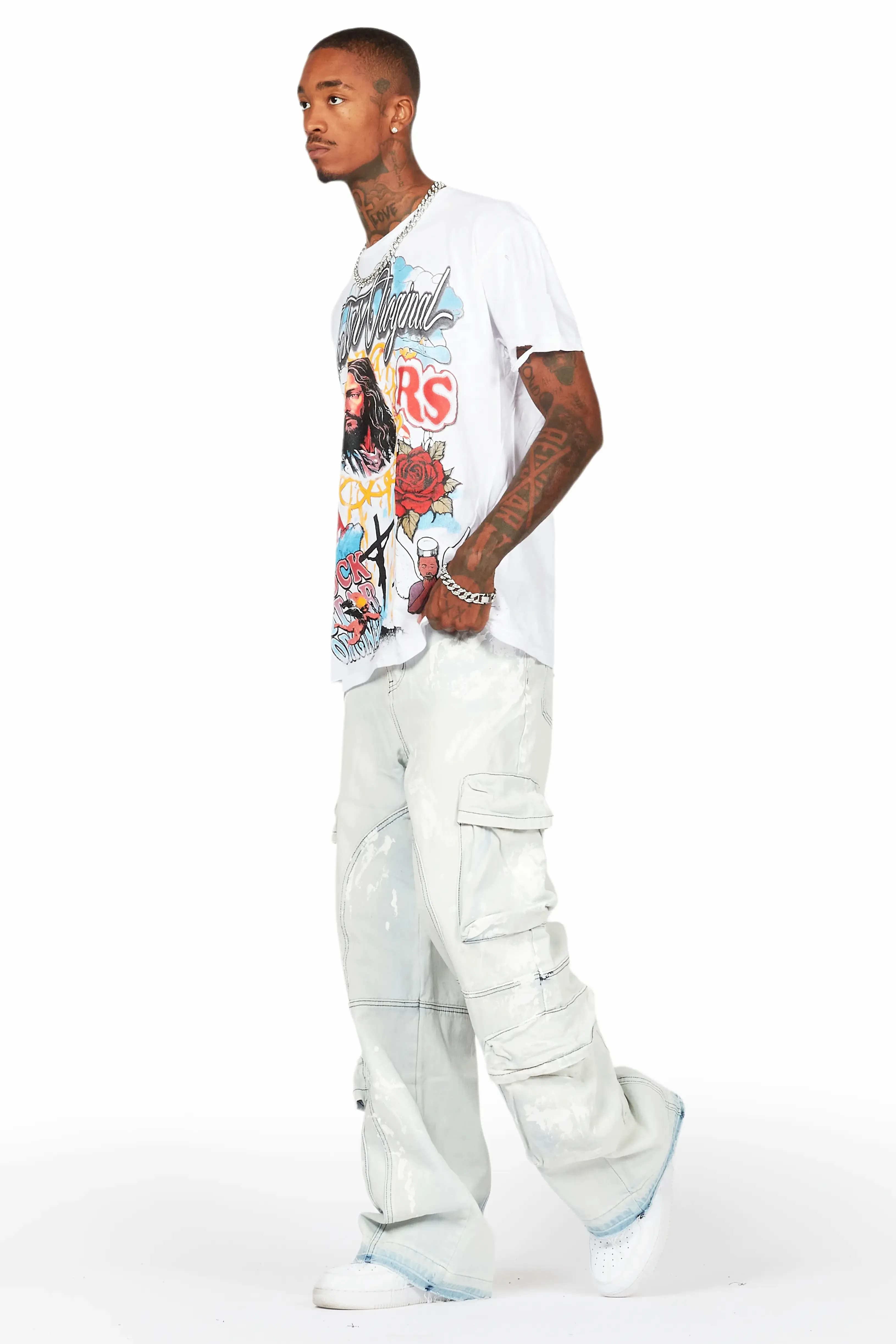 Alary Painter Blue Baggy Fit Cargo Jean