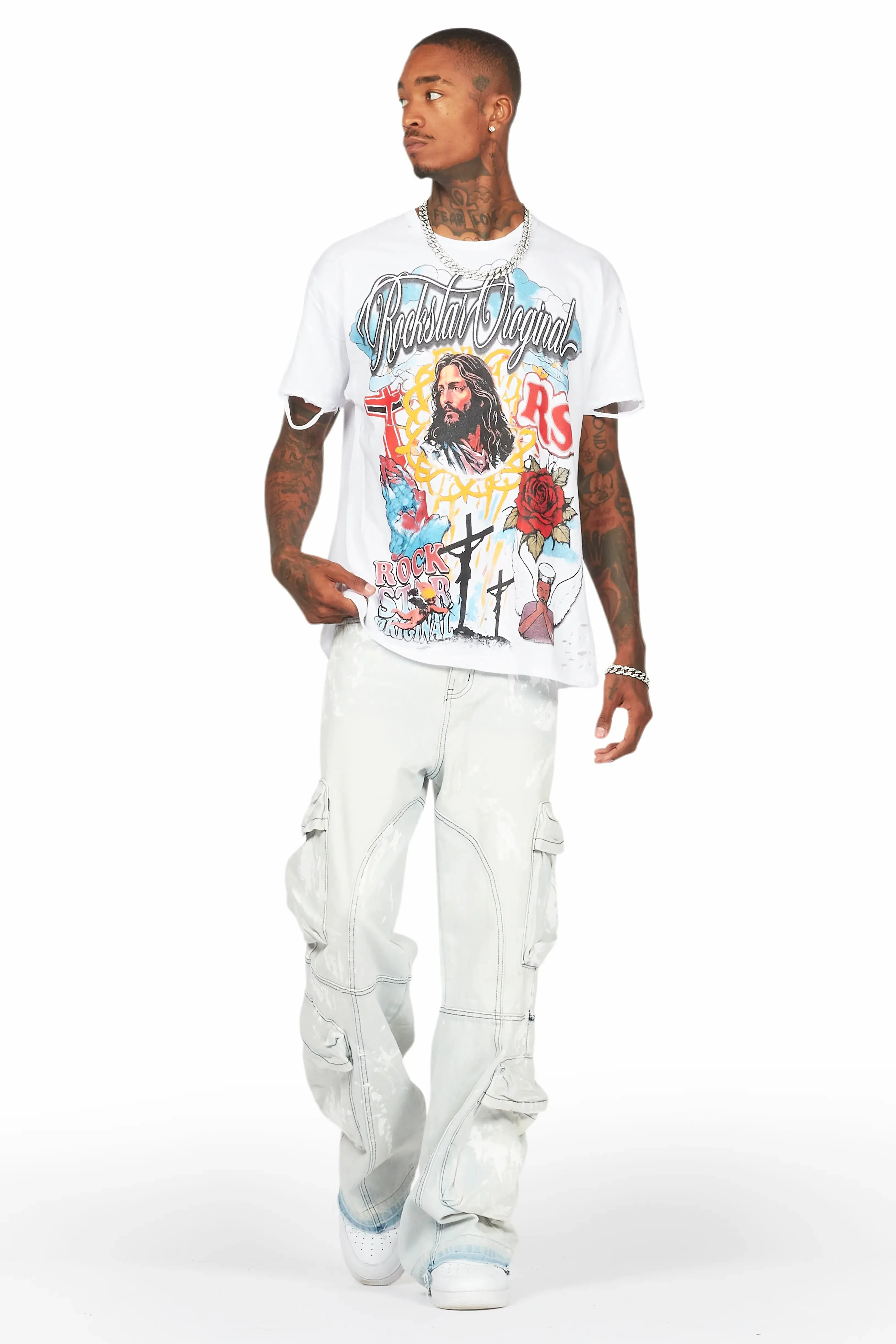 Alary Painter Blue Baggy Fit Cargo Jean