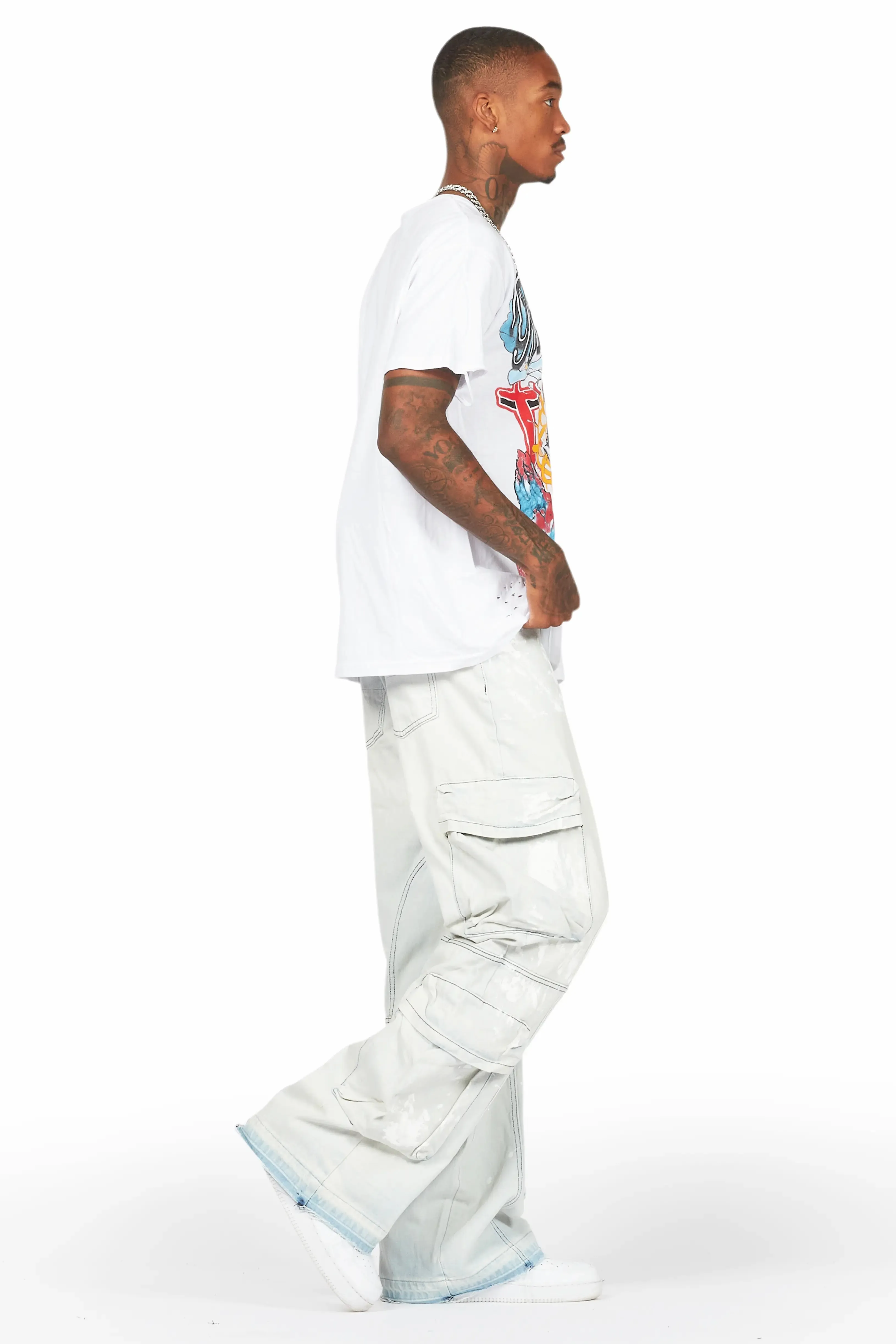 Alary Painter Blue Baggy Fit Cargo Jean