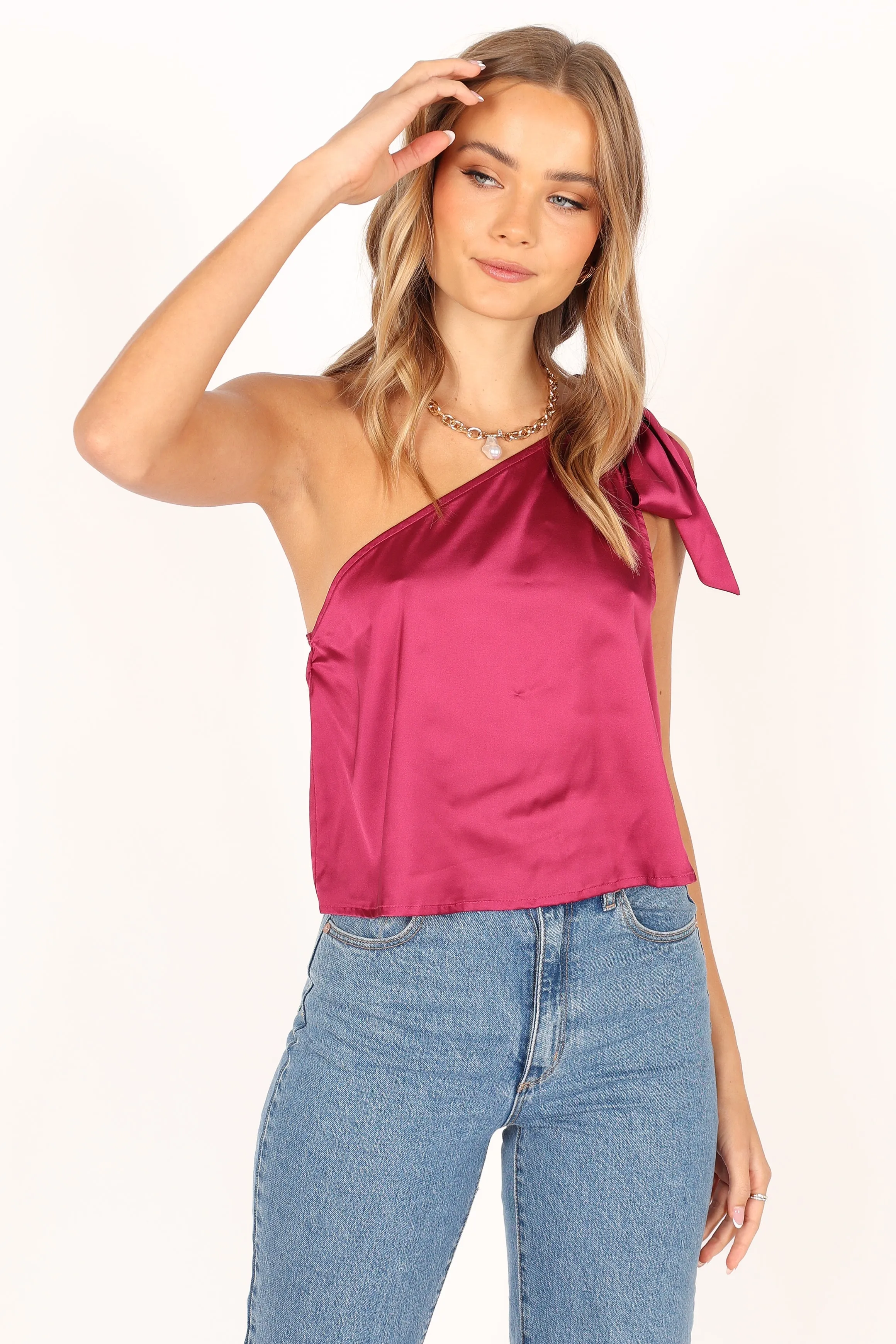Audrey One Shoulder Top - Berry
