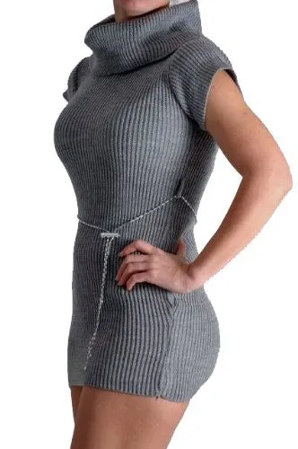 Azure Cap Sleeve Cowl Neck Mini Dress
