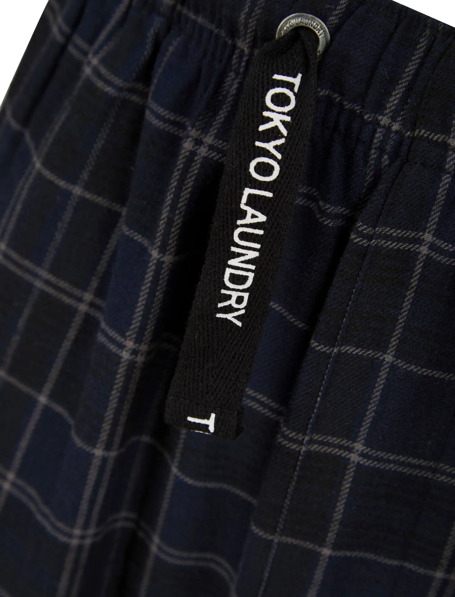 Bennett Brushed Flannel Woven Checked Cotton Lounge Pants in Blue Marl  - Tokyo Laundry