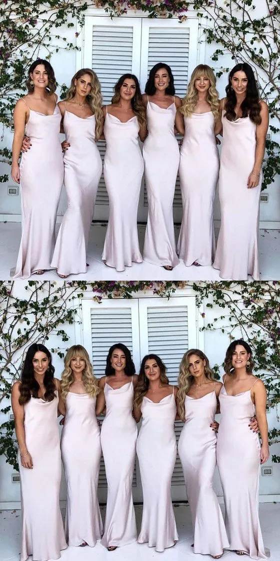 Boho Summer Sheath Simple Long Bridesmaid Dresses Wedding Party Dress