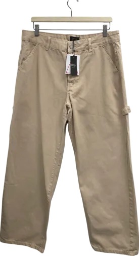 boohooMan Beige Baggy Fit Overdyed Carpenter Jeans W34