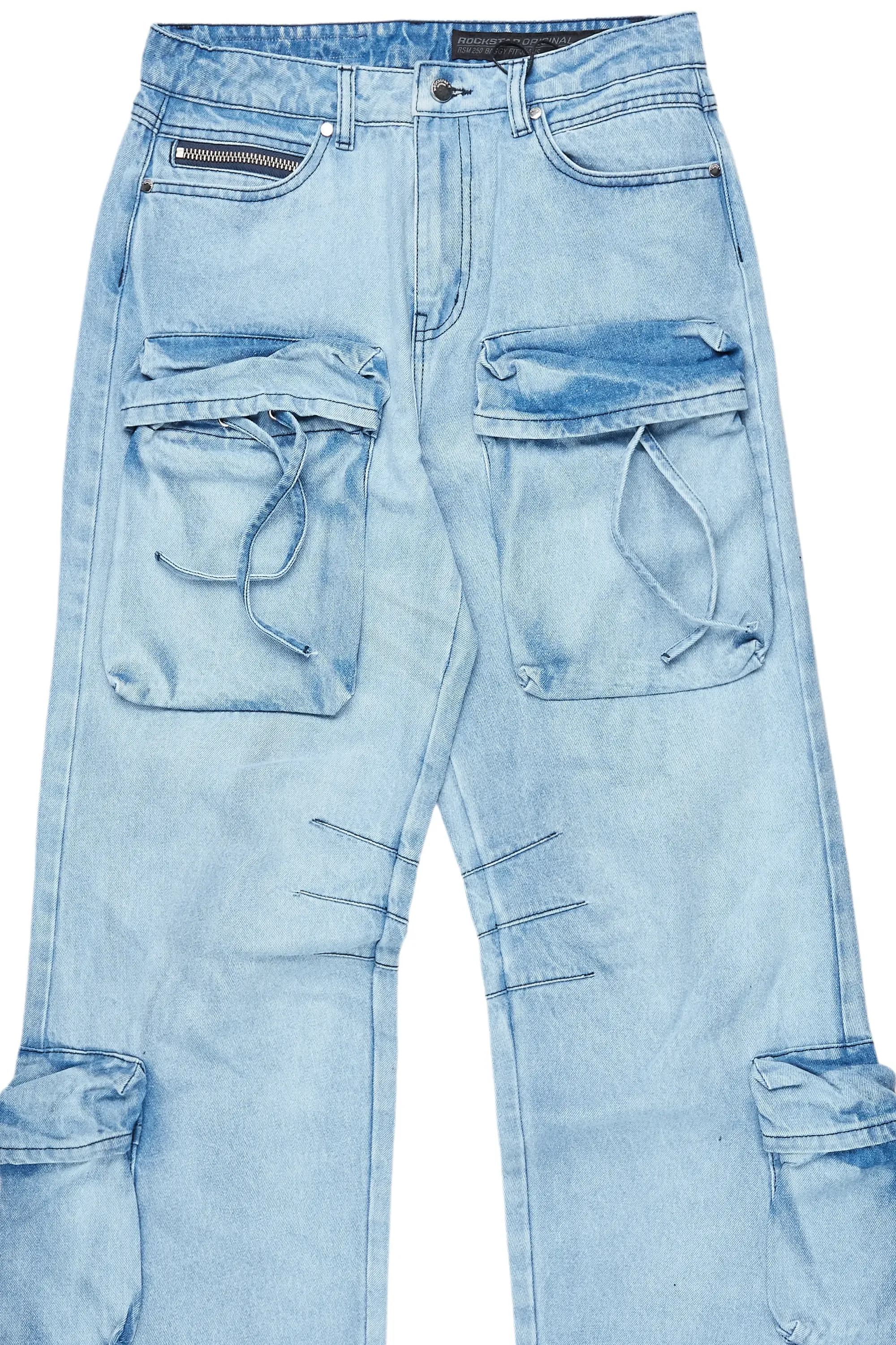 Boys Cazer Blue Baggy Fit Cargo Jean