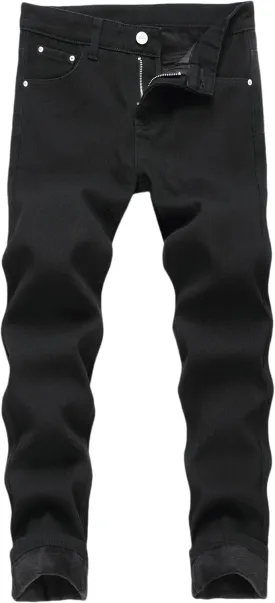 Boy's Fleece Lined Jeans Winter Skinny Fit Thicken Thermal Warm Comfy Denim Pants