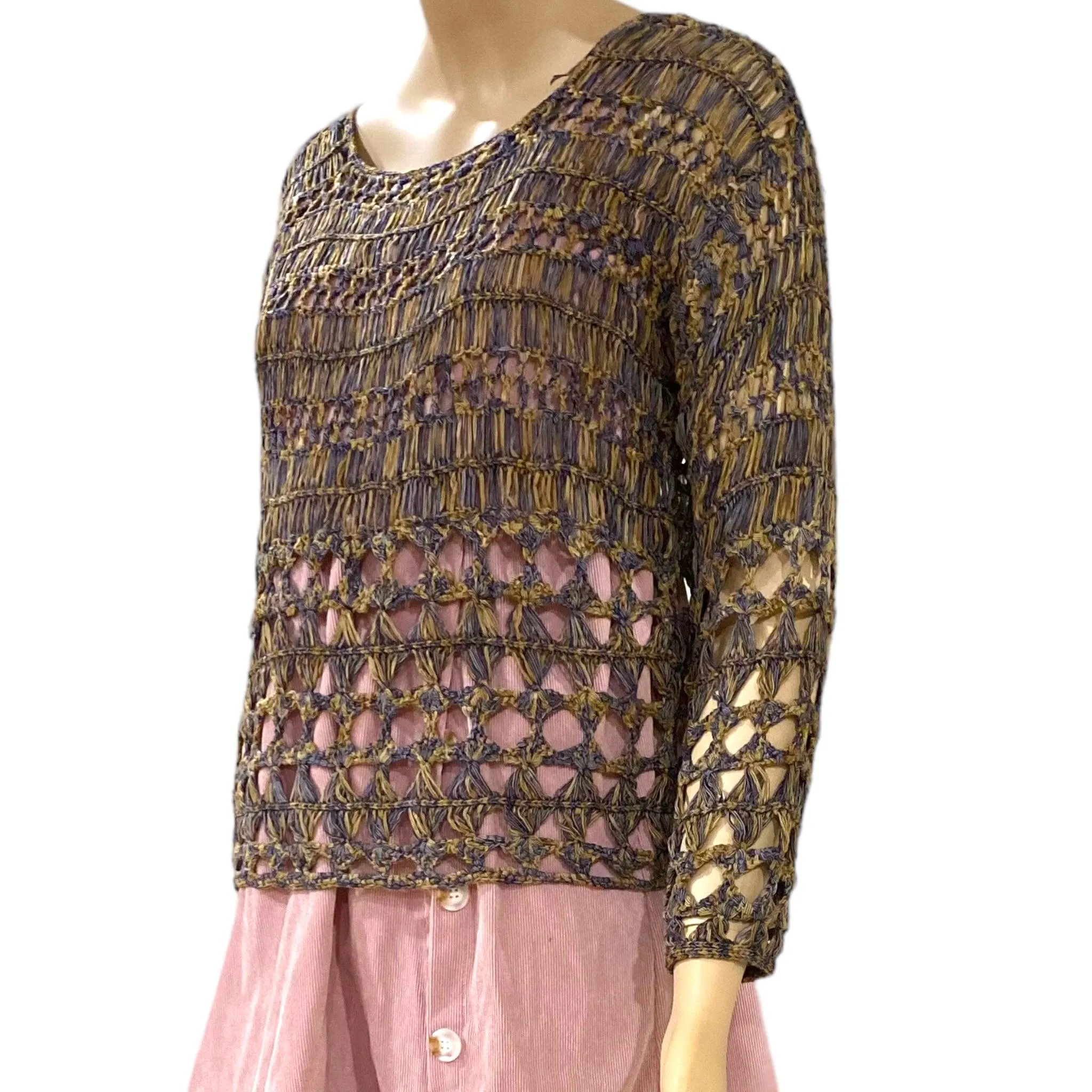 Brown Diamond Stitch Boho Crochet Top