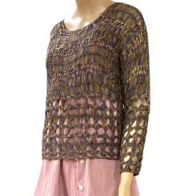 Brown Diamond Stitch Boho Crochet Top
