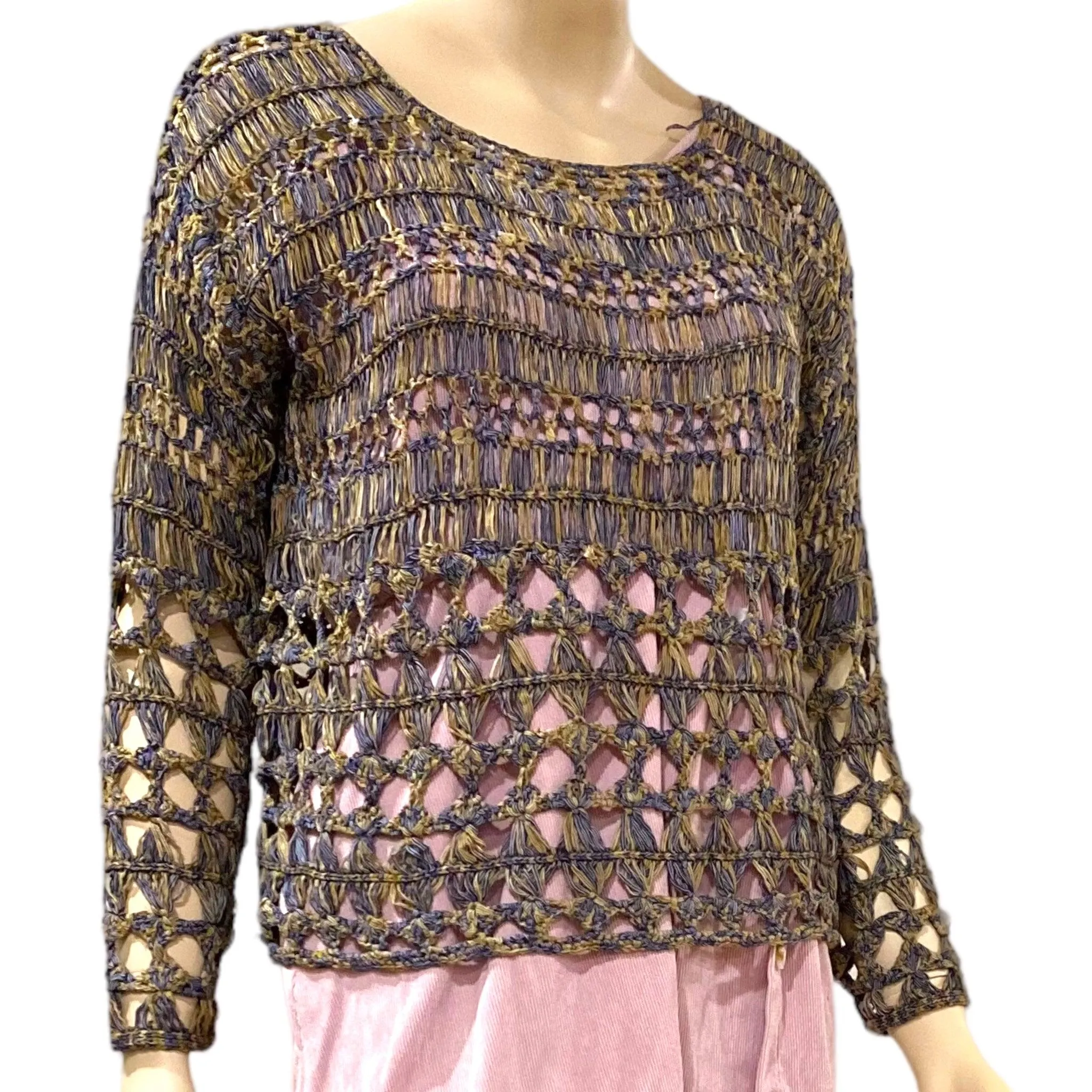 Brown Diamond Stitch Boho Crochet Top