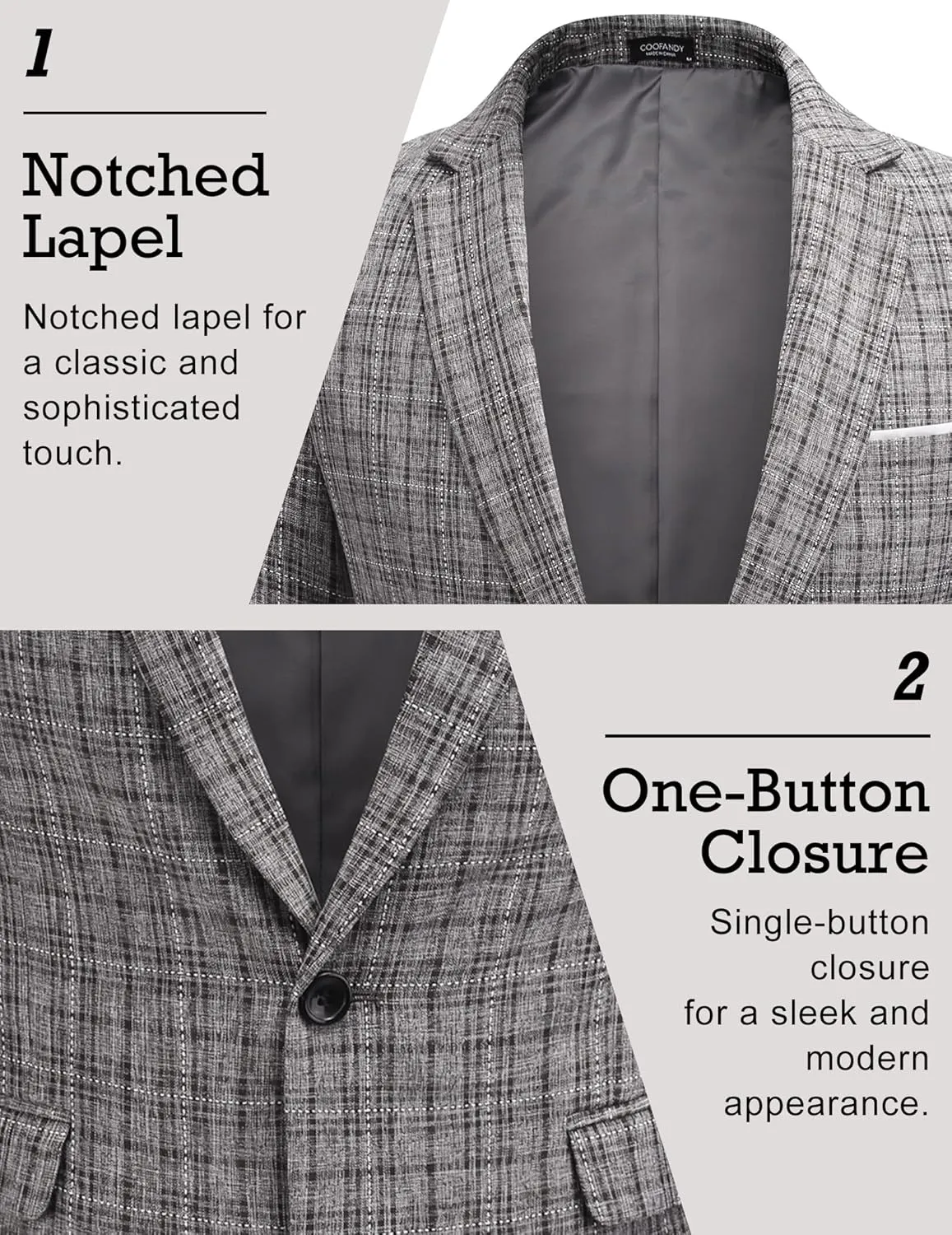 COOFANDY Men's Blazer Casual Sport Coats Slim Fit One Button Suit Jacket Lightweight Sports Jacket