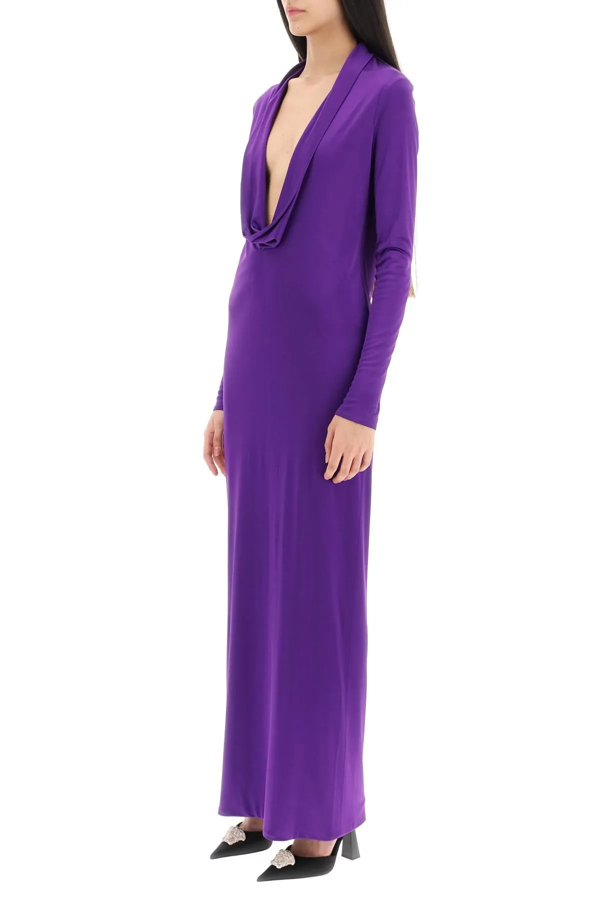 cowl neck maxi dress