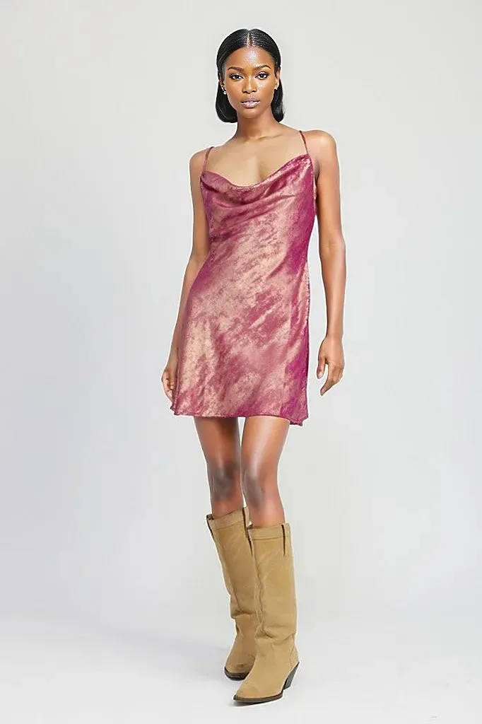 Cowl Neck Mini Slip Dress