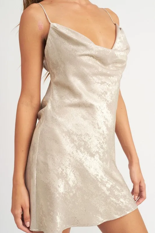 Cowl Neck Mini Slip Dress