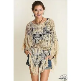 Cream crochet poncho