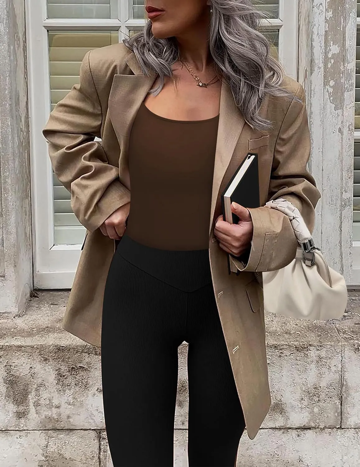 Ekouaer Women Long Sleeve Shirt Scoop Neck Tops Slim Fit Basic Top Thermal Undershirts Base Layer Tee