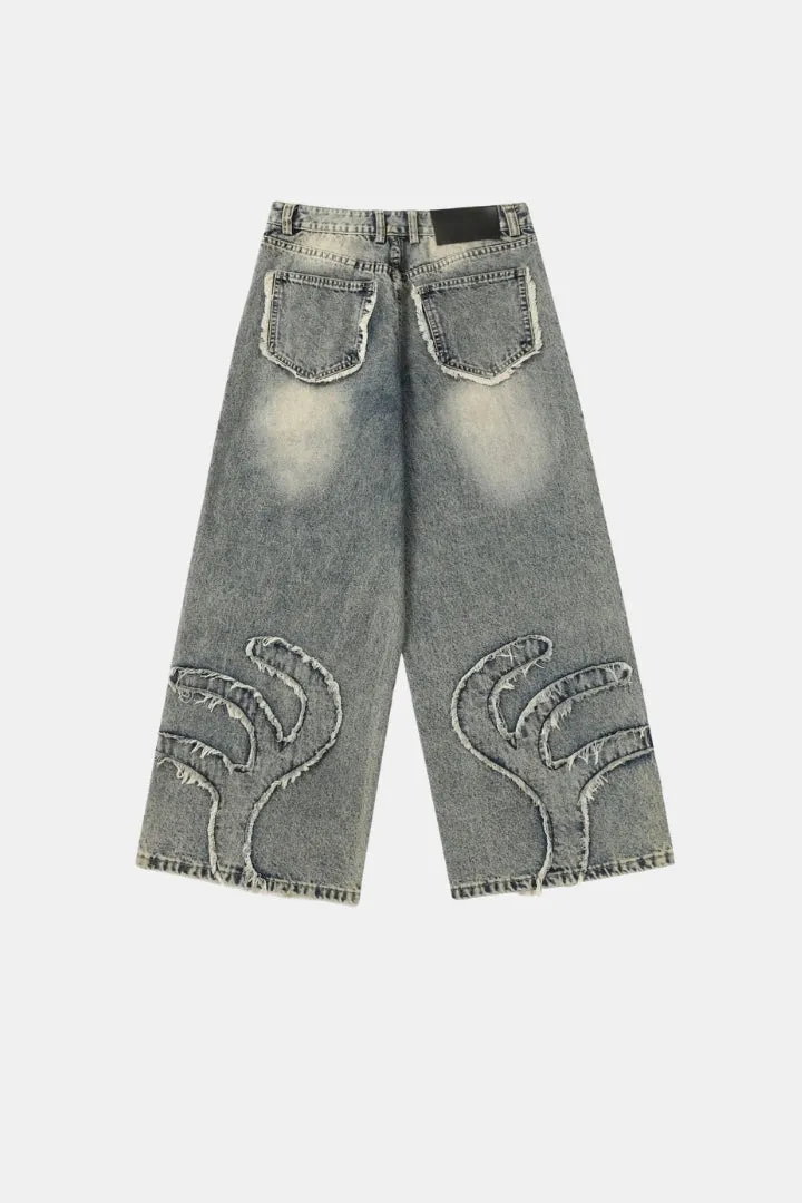 Embroidered Baggy Jeans