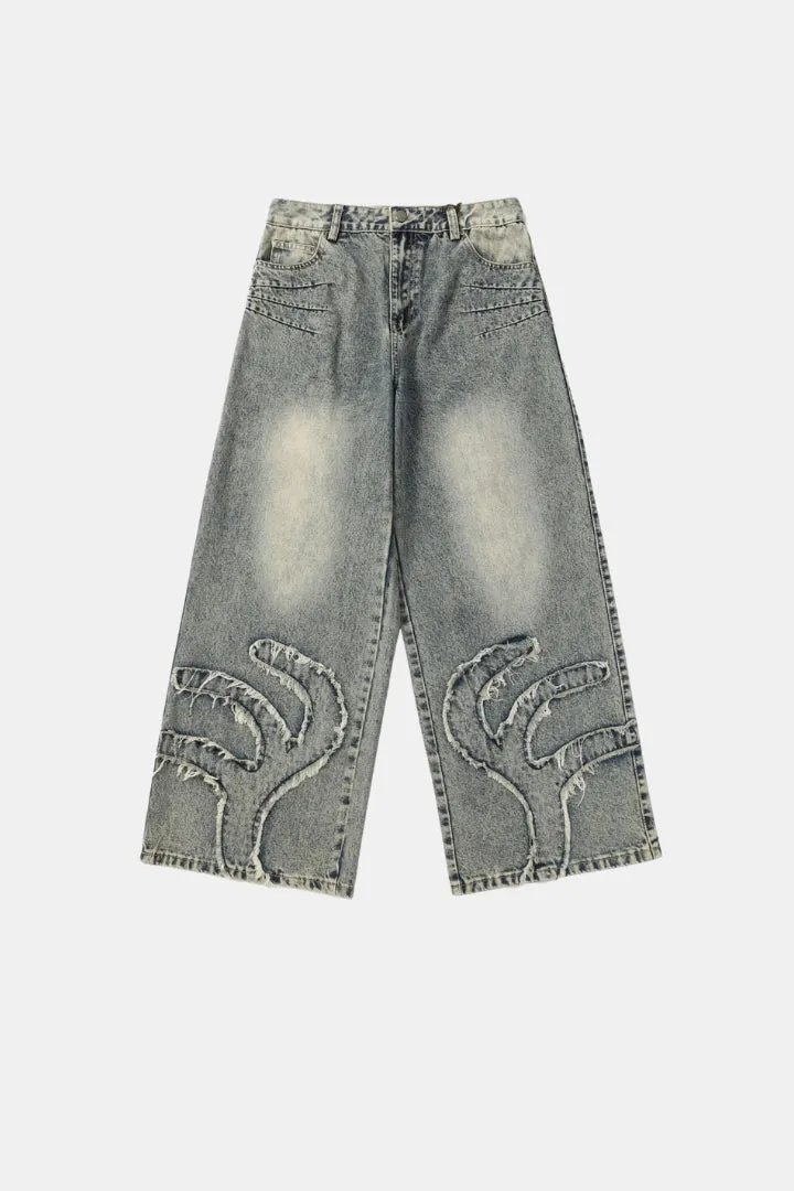 Embroidered Baggy Jeans