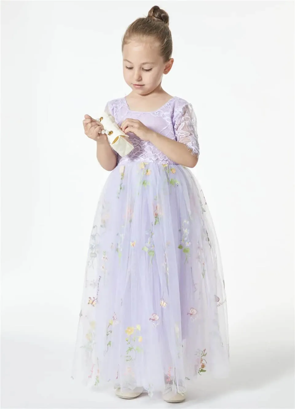 Enchanted Dress - Embroidered Lilac Lace