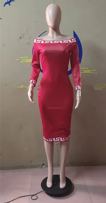 Fashion Casual Plain Stitching Printed One-shoulder Dress
