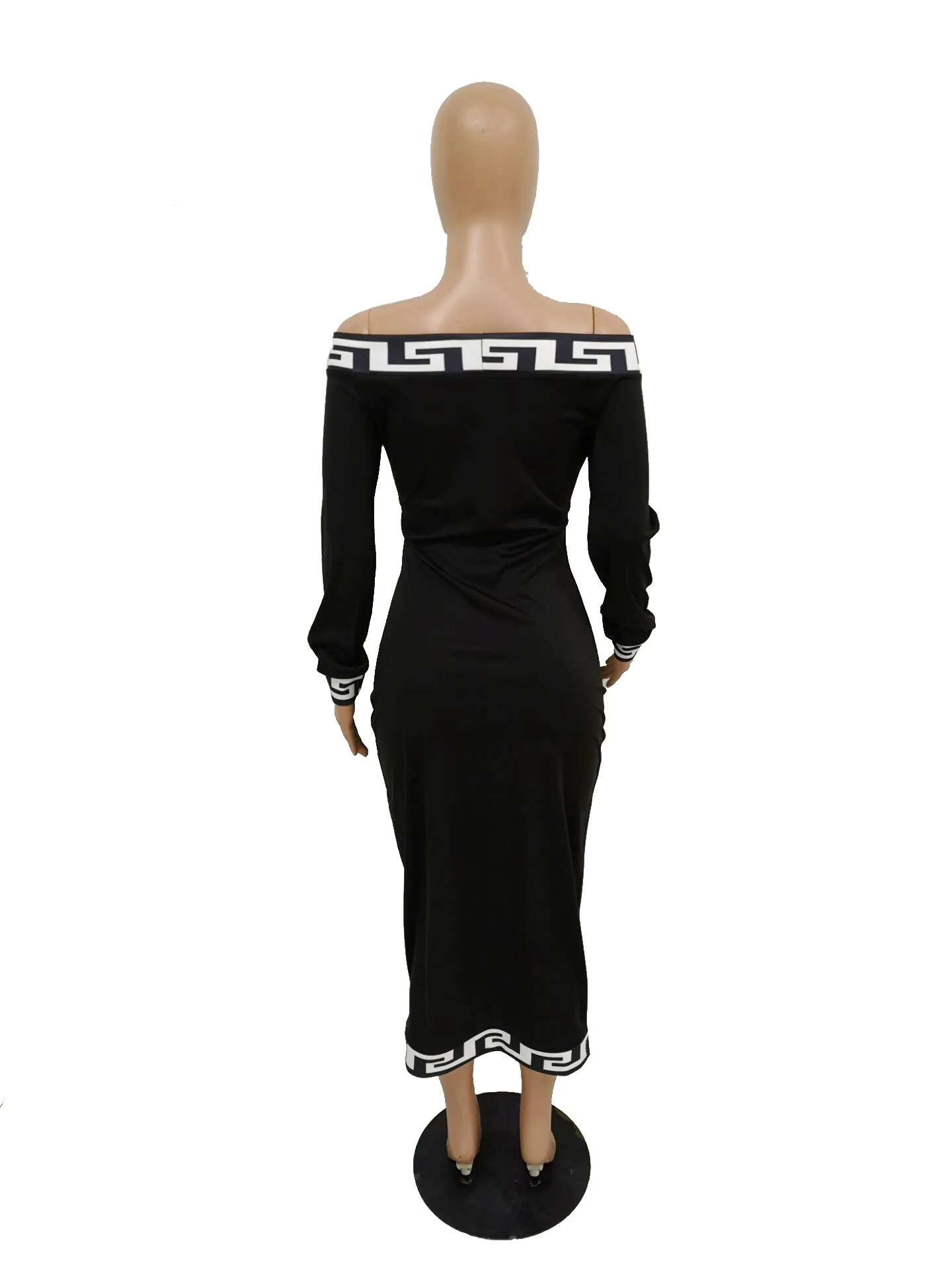 Fashion Casual Plain Stitching Printed One-shoulder Dress