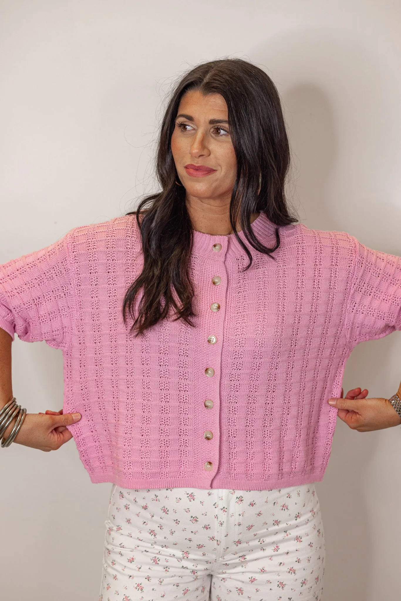 Feeling Sweet Pink Textured Sweater