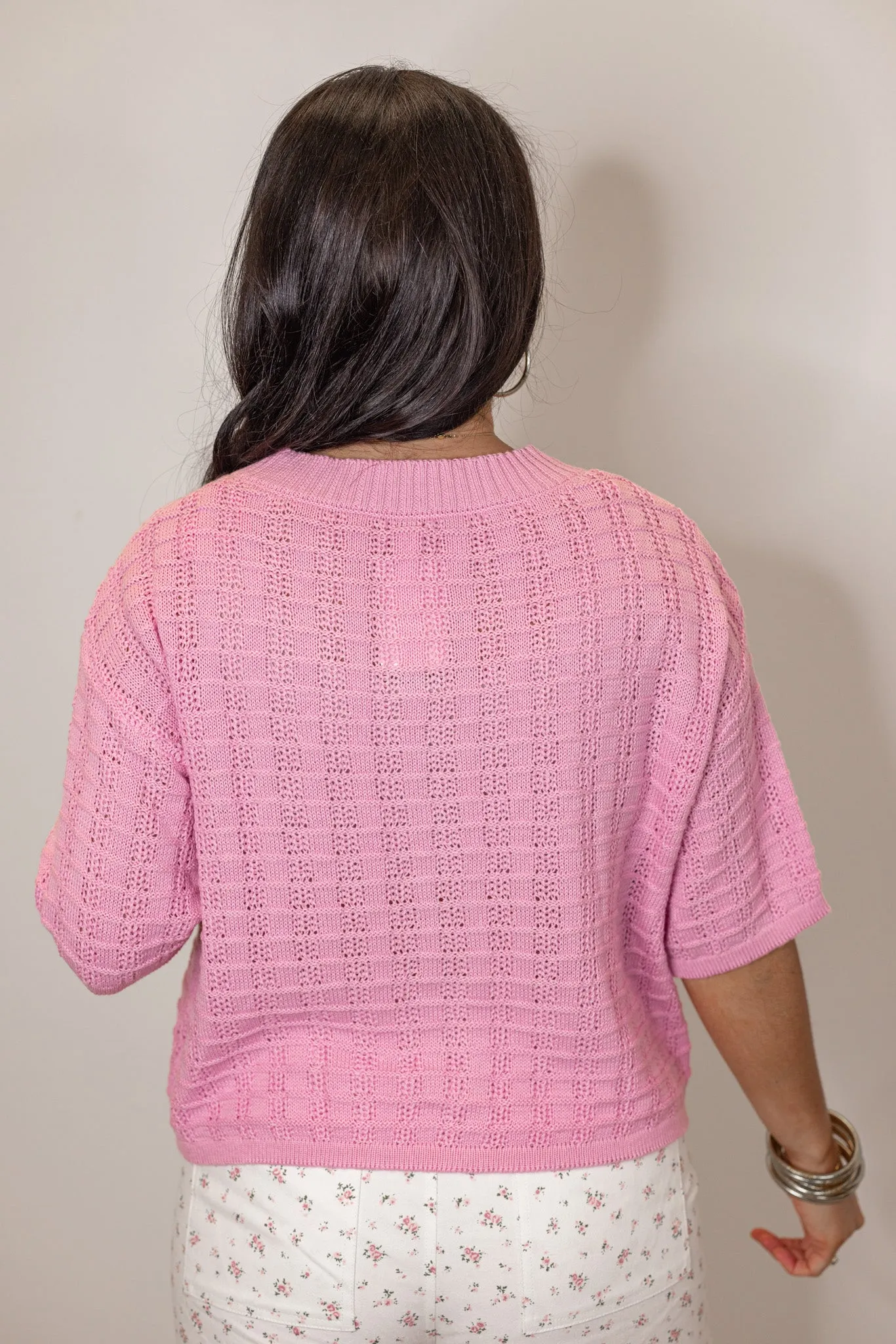 Feeling Sweet Pink Textured Sweater