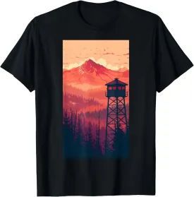 Fire Tower Landscape Mountain watch T-Shirt