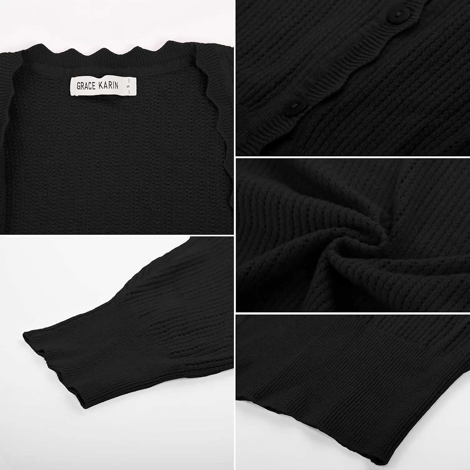 GRACE KARIN Womens Sweater Cropped Cardigan Knit Shrugs for Dresses Tops Button Down Lightweight Soft