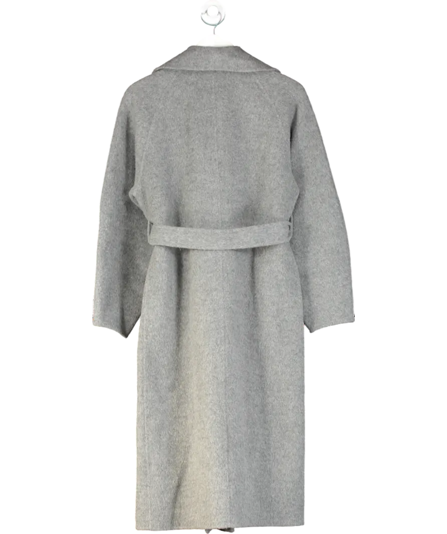 Grey Brushed Tie Waist Oversized Coat UK XS/S