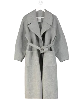 Grey Brushed Tie Waist Oversized Coat UK XS/S