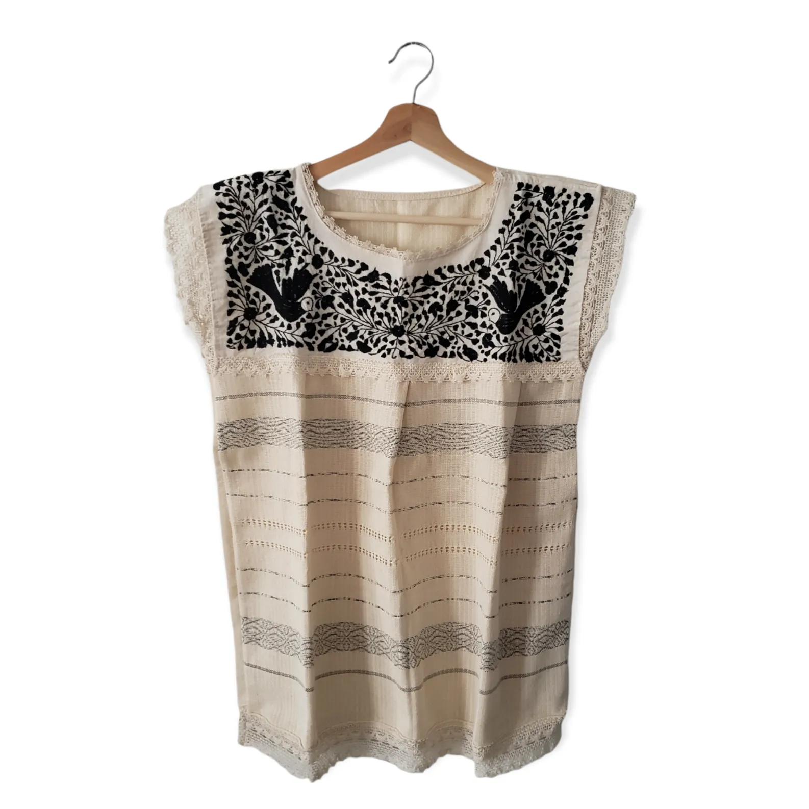 Handmade Woven Mexican Colorful Dove Bird Shirt from Oaxaca