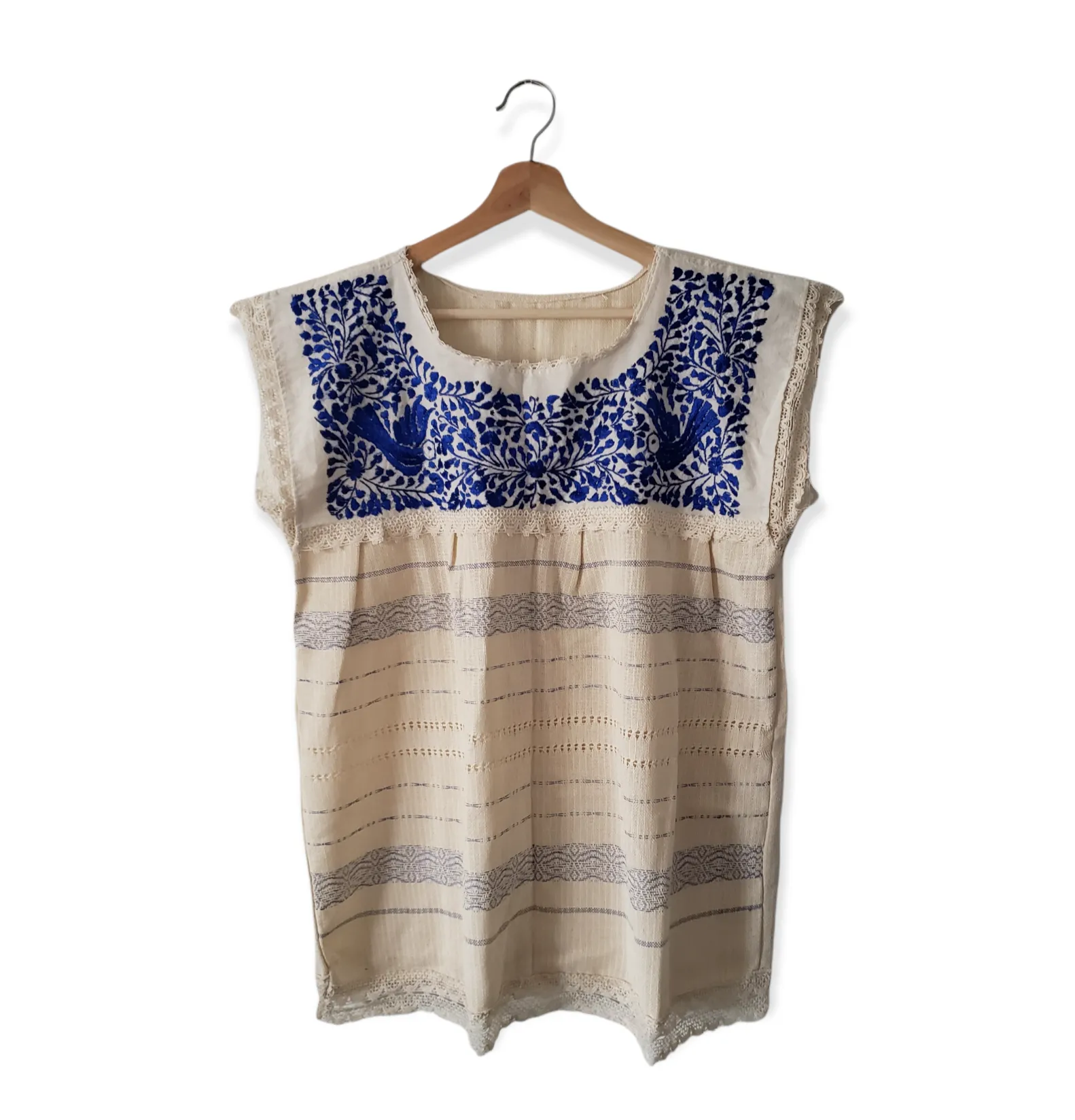 Handmade Woven Mexican Colorful Dove Bird Shirt from Oaxaca