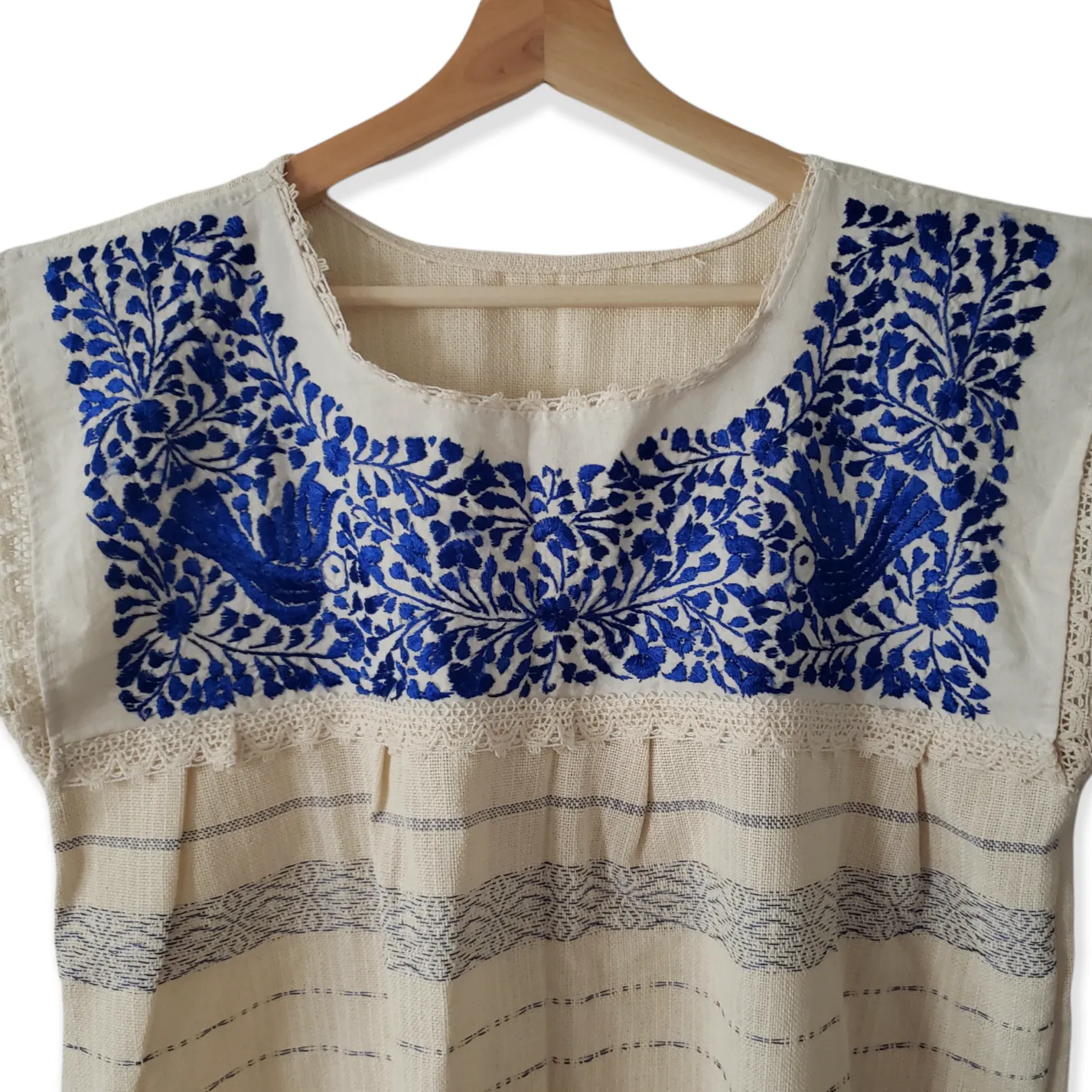 Handmade Woven Mexican Colorful Dove Bird Shirt from Oaxaca