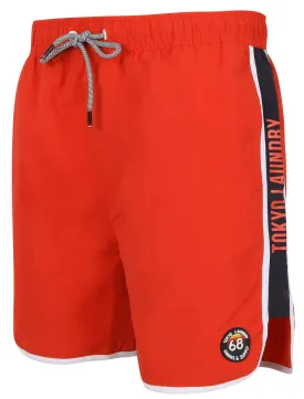 Haunani Runner Swim Shorts with Side Panels In Formula One Red - Tokyo Laundry