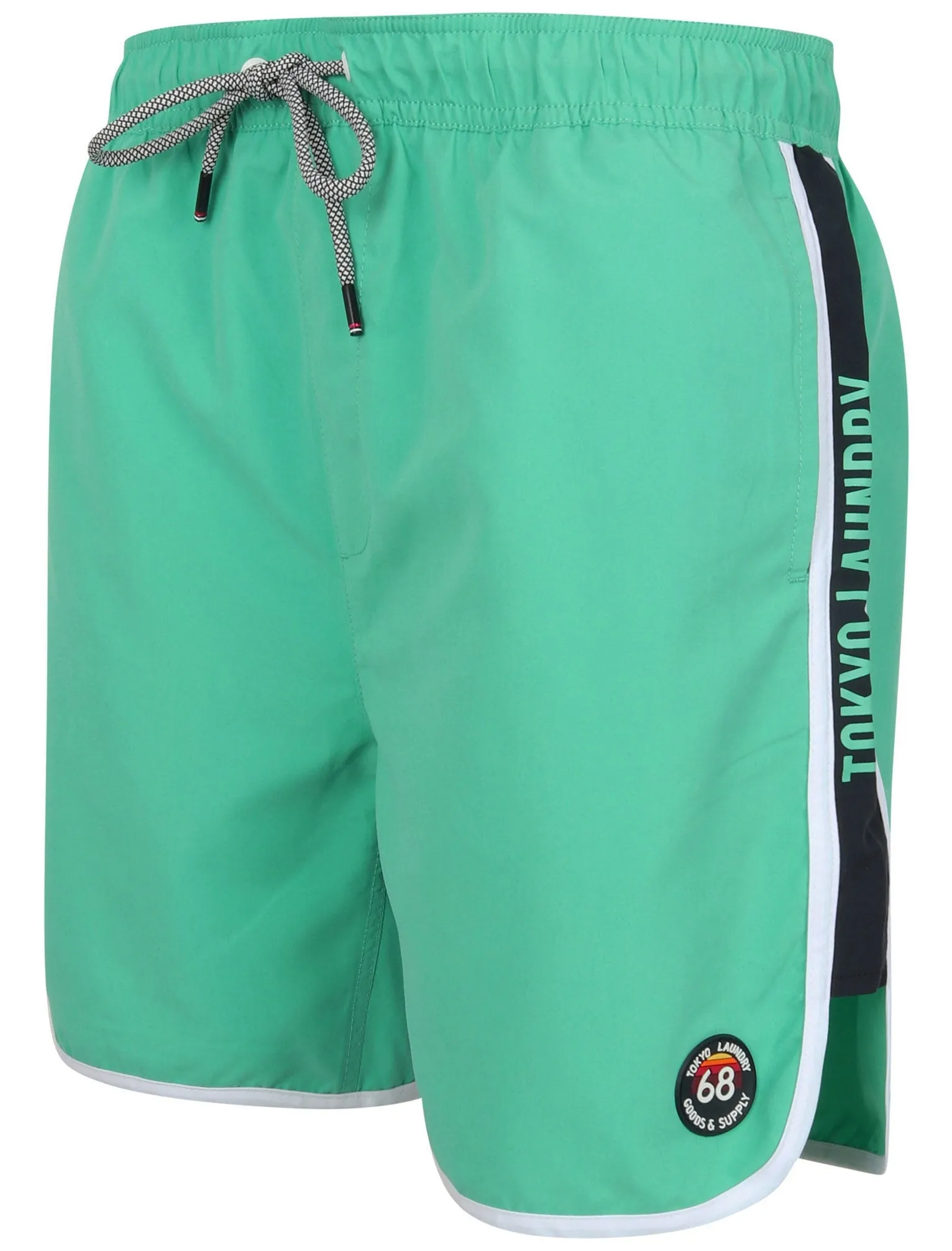 Haunani Runner Swim Shorts with Side Panels In Marine Green - Tokyo Laundry