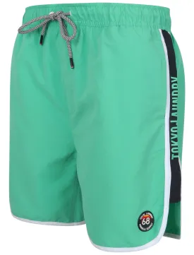 Haunani Runner Swim Shorts with Side Panels In Marine Green - Tokyo Laundry