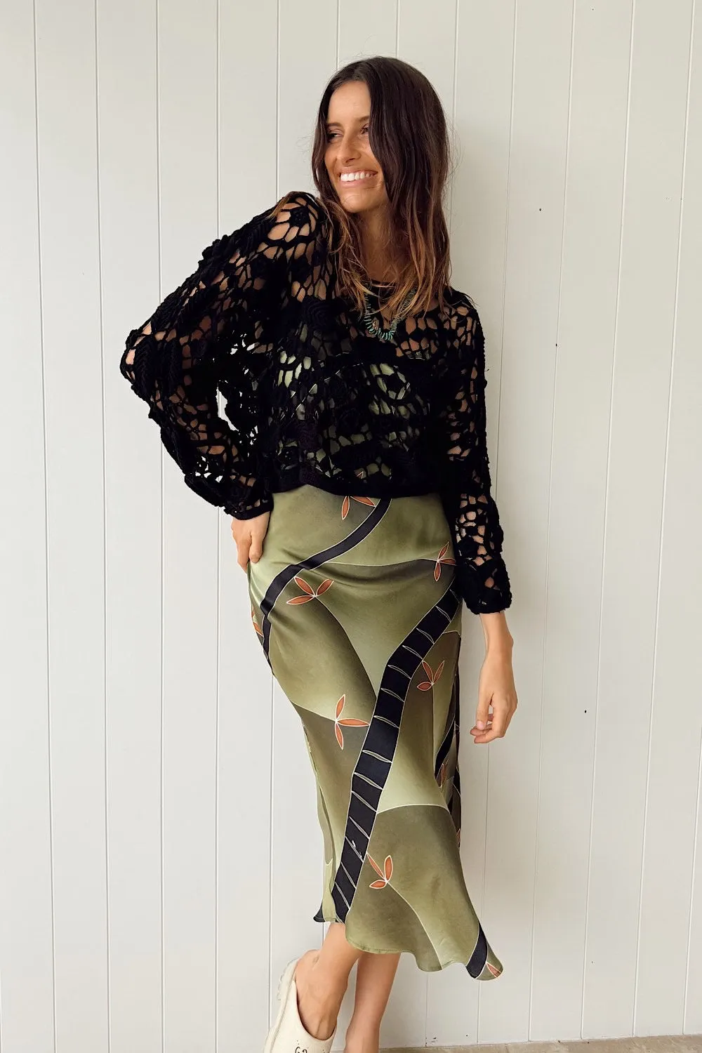 Heartbeat City Crochet Blouse - Black