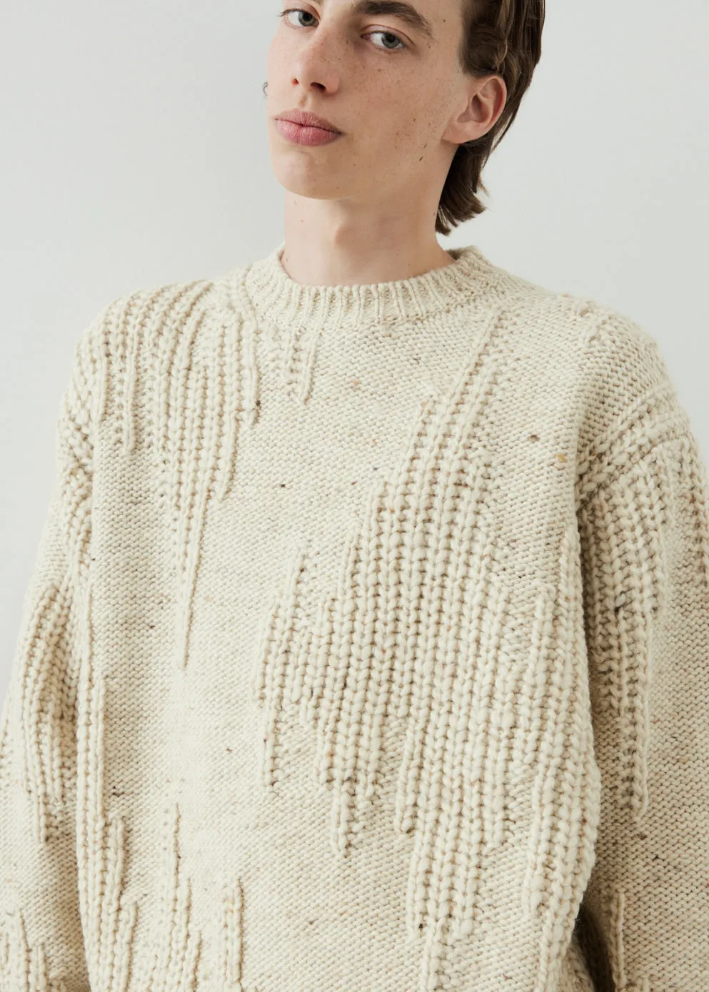 Irregular Knitted Crewneck Sweater