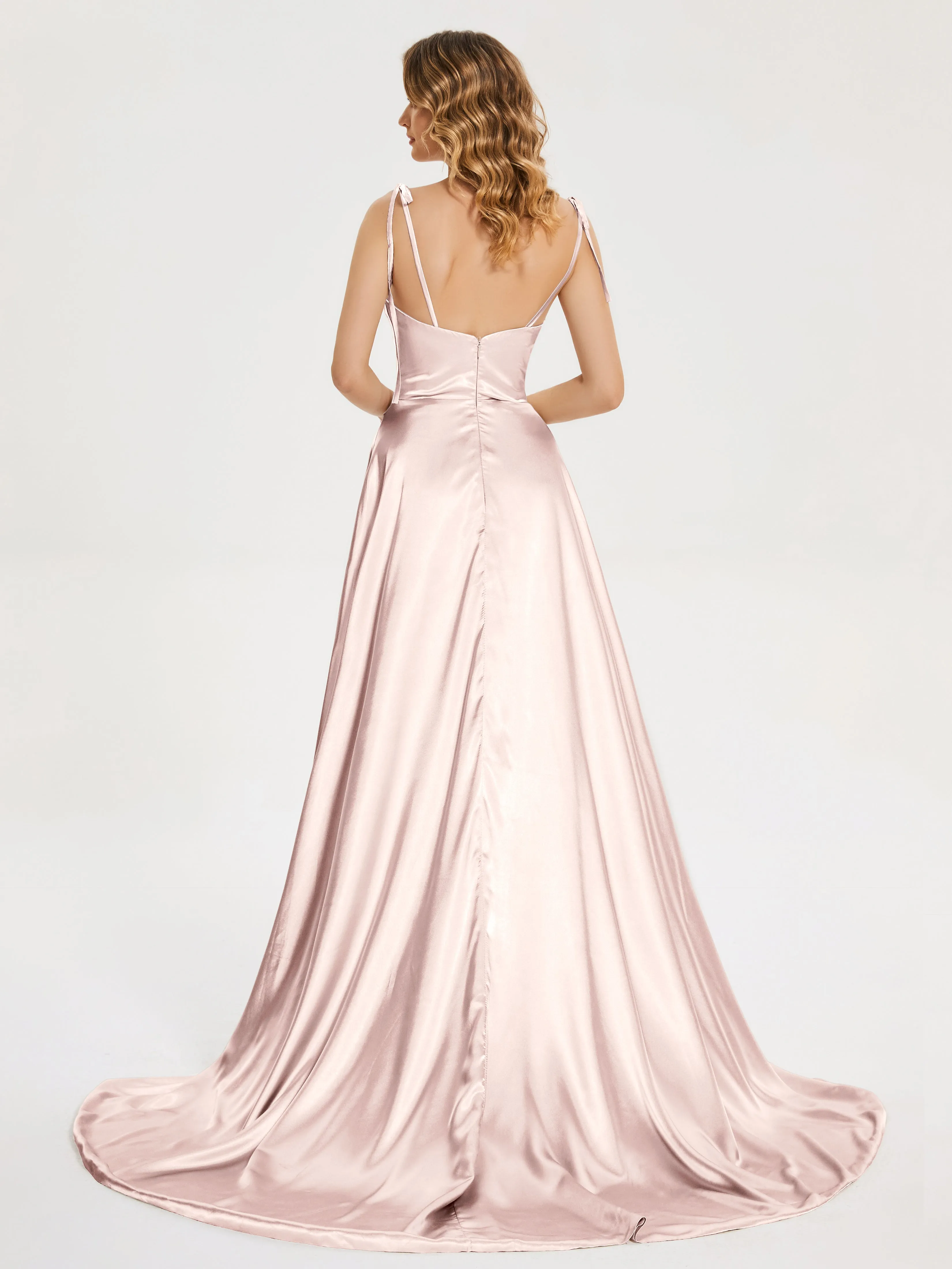 Kamila Cowl Court Train Soft Satin Dresses
