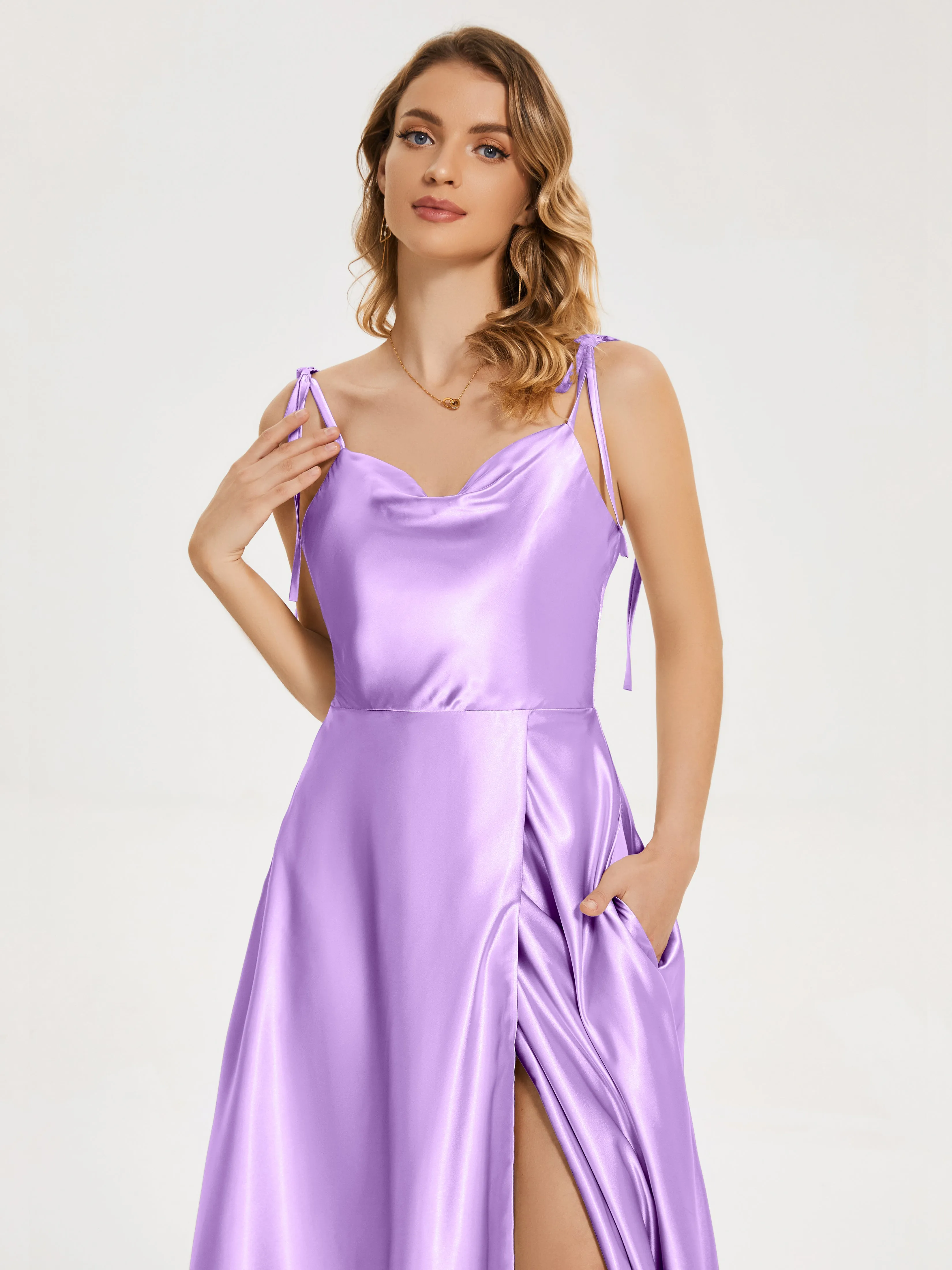 Kamila Cowl Court Train Soft Satin Dresses
