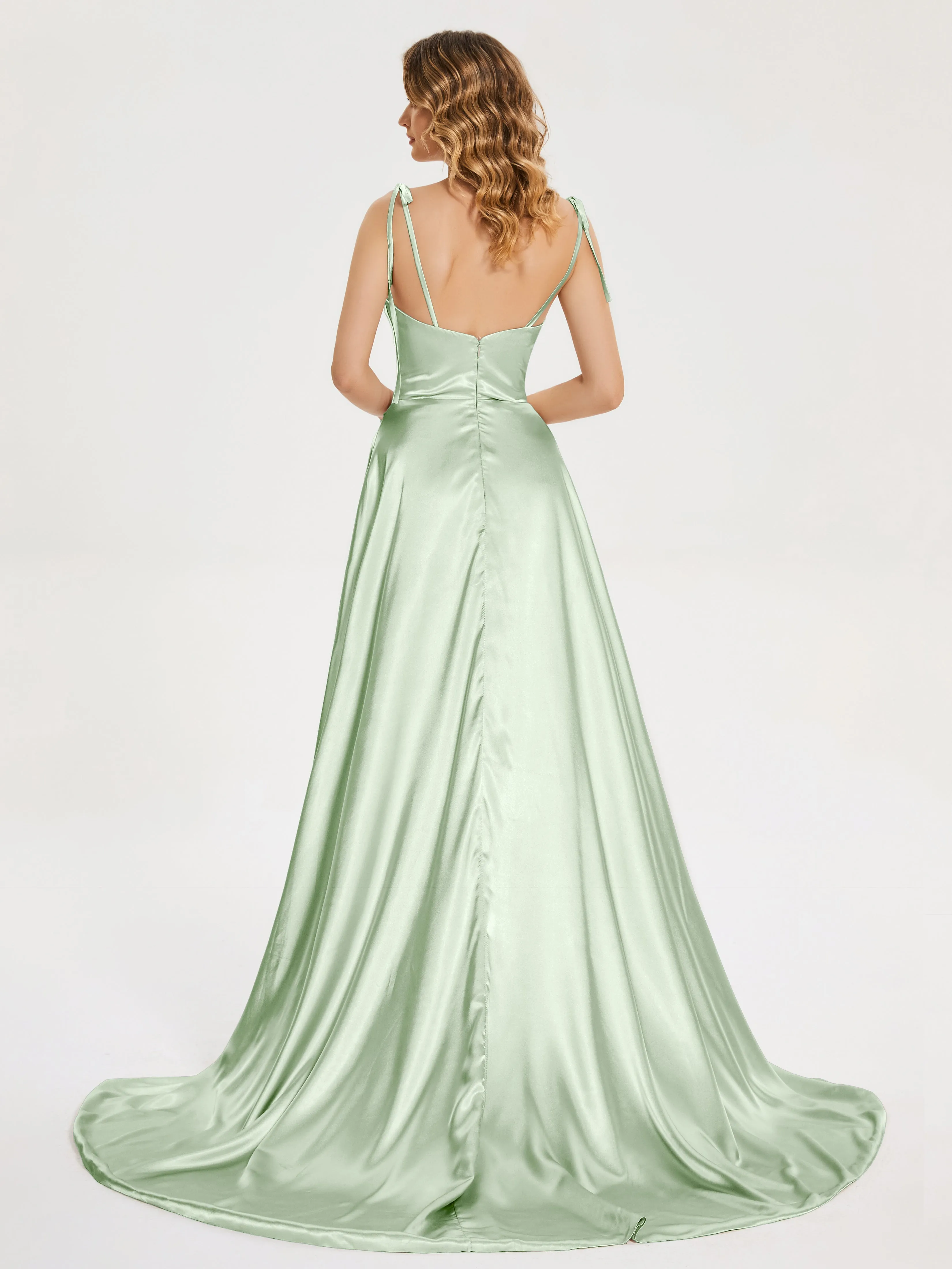 Kamila Cowl Court Train Soft Satin Dresses