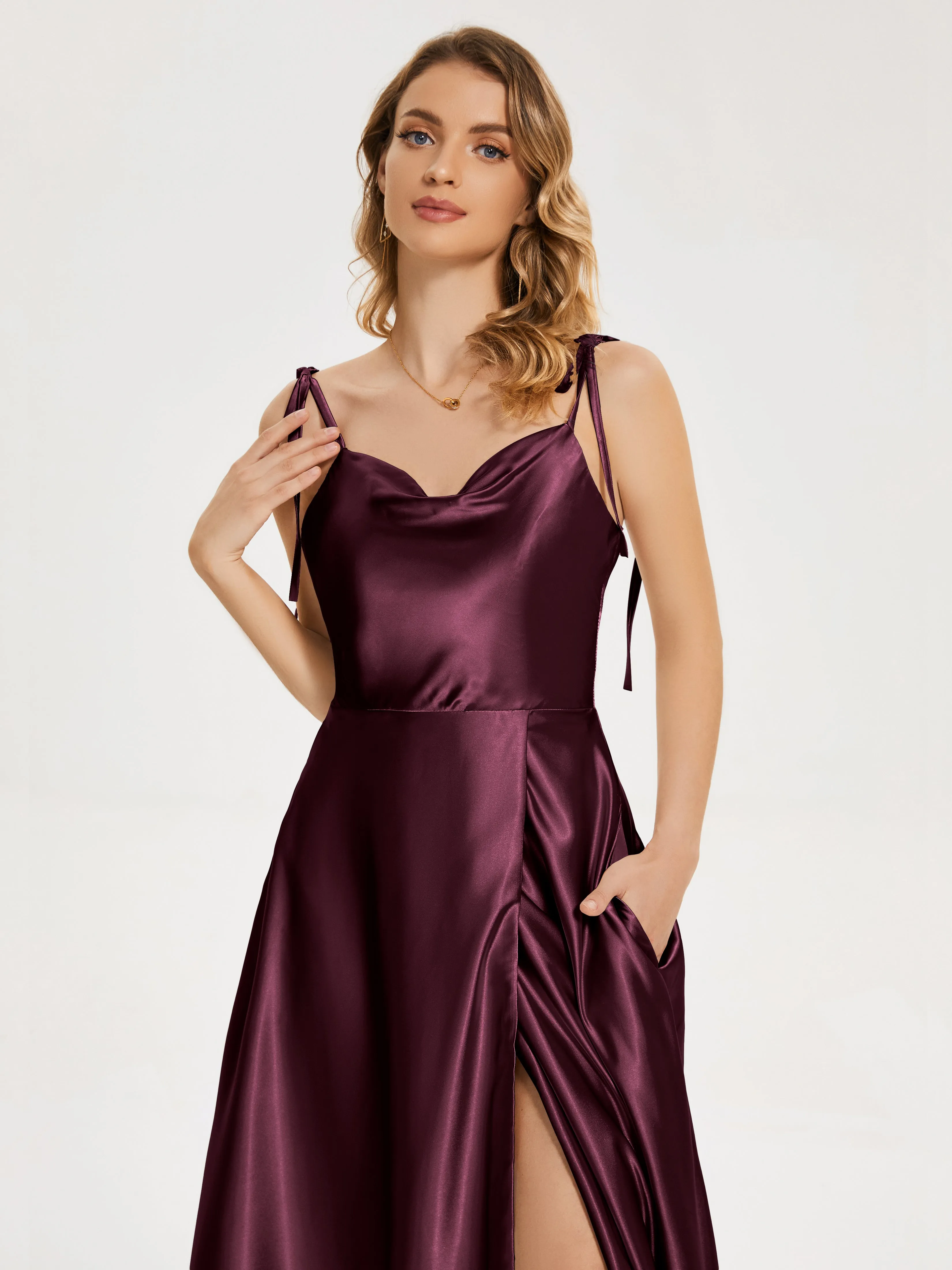 Kamila Cowl Court Train Soft Satin Dresses