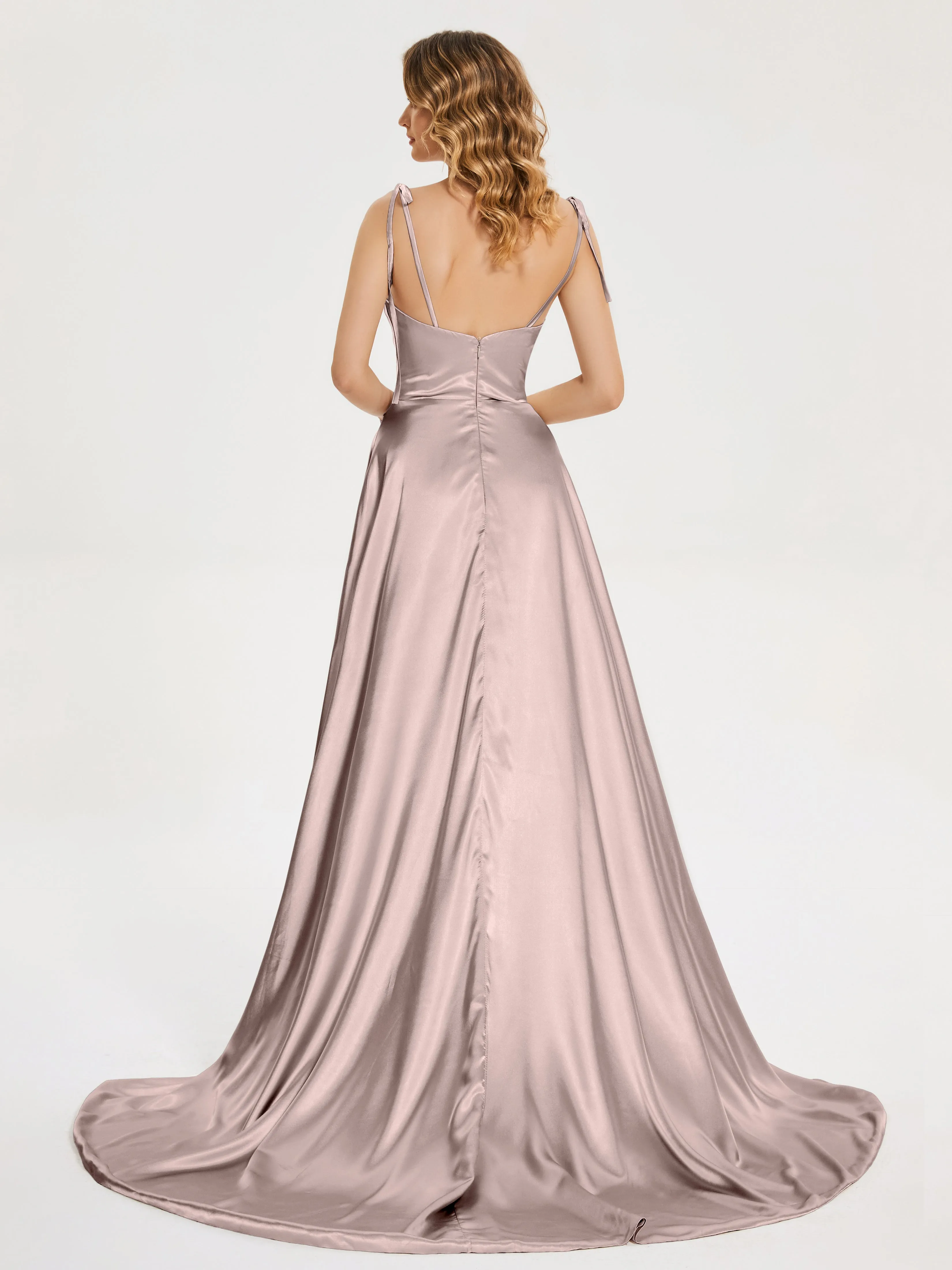 Kamila Cowl Court Train Soft Satin Dresses