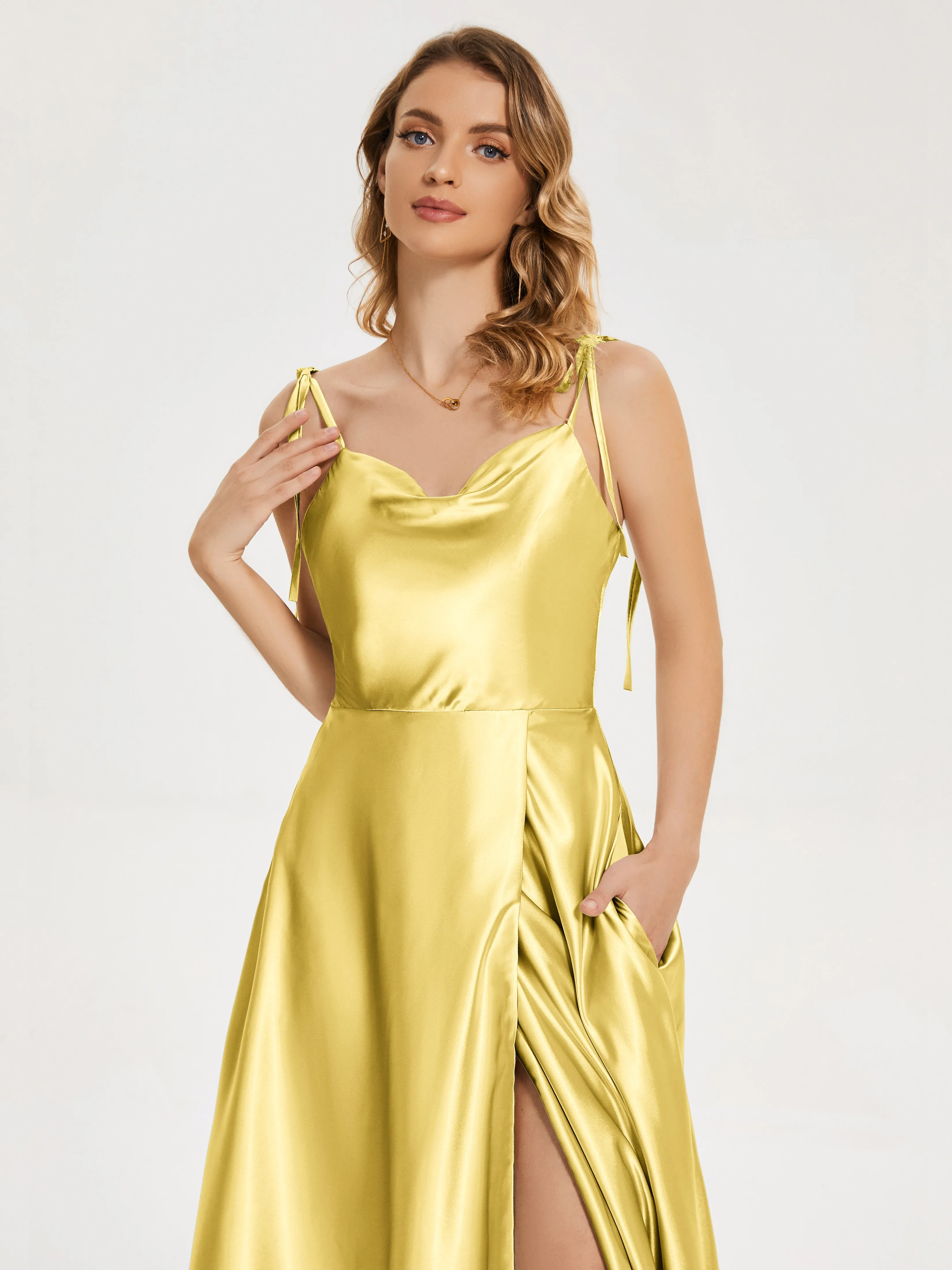 Kamila Cowl Court Train Soft Satin Dresses