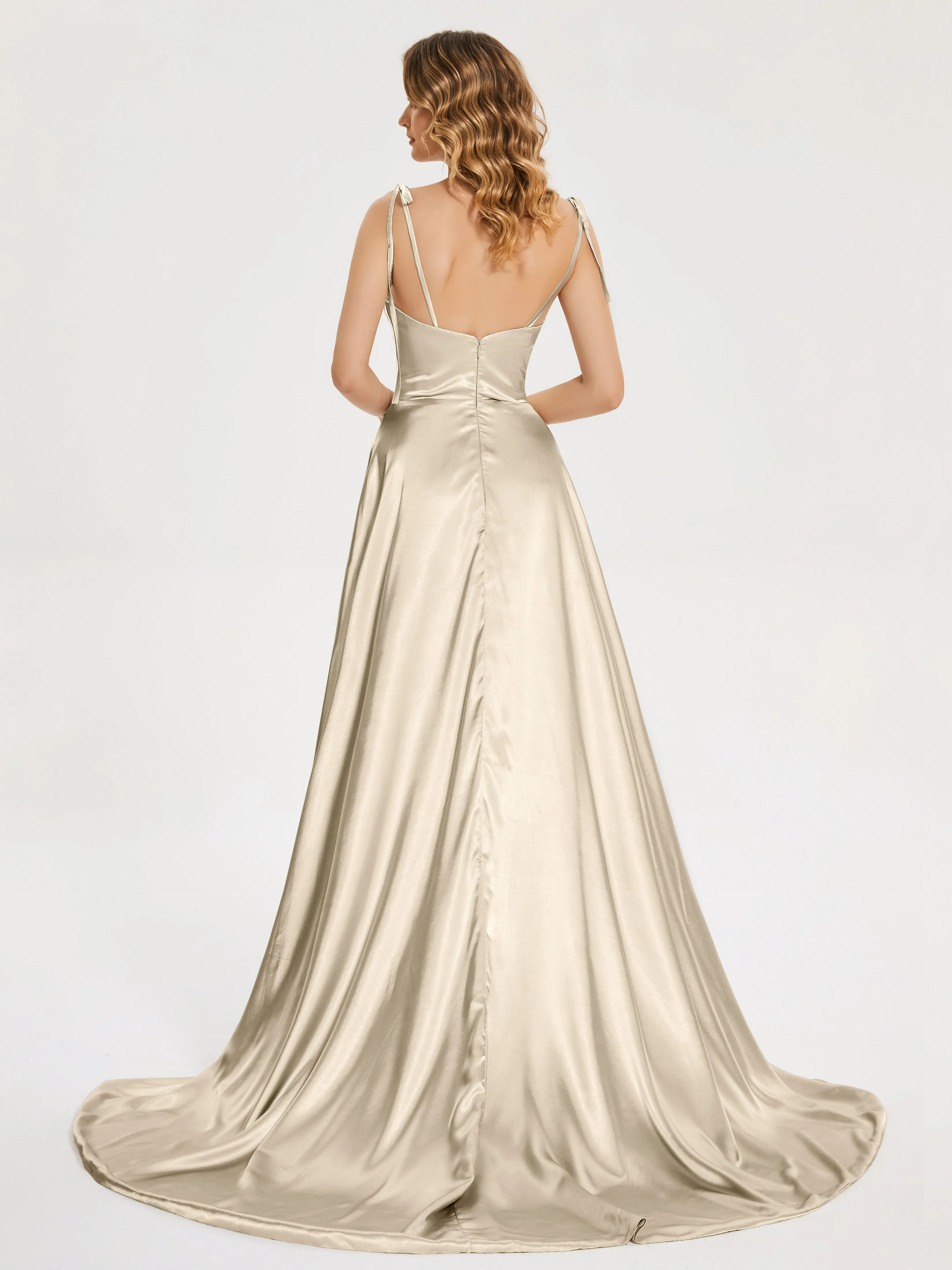 Kamila Cowl Court Train Soft Satin Dresses