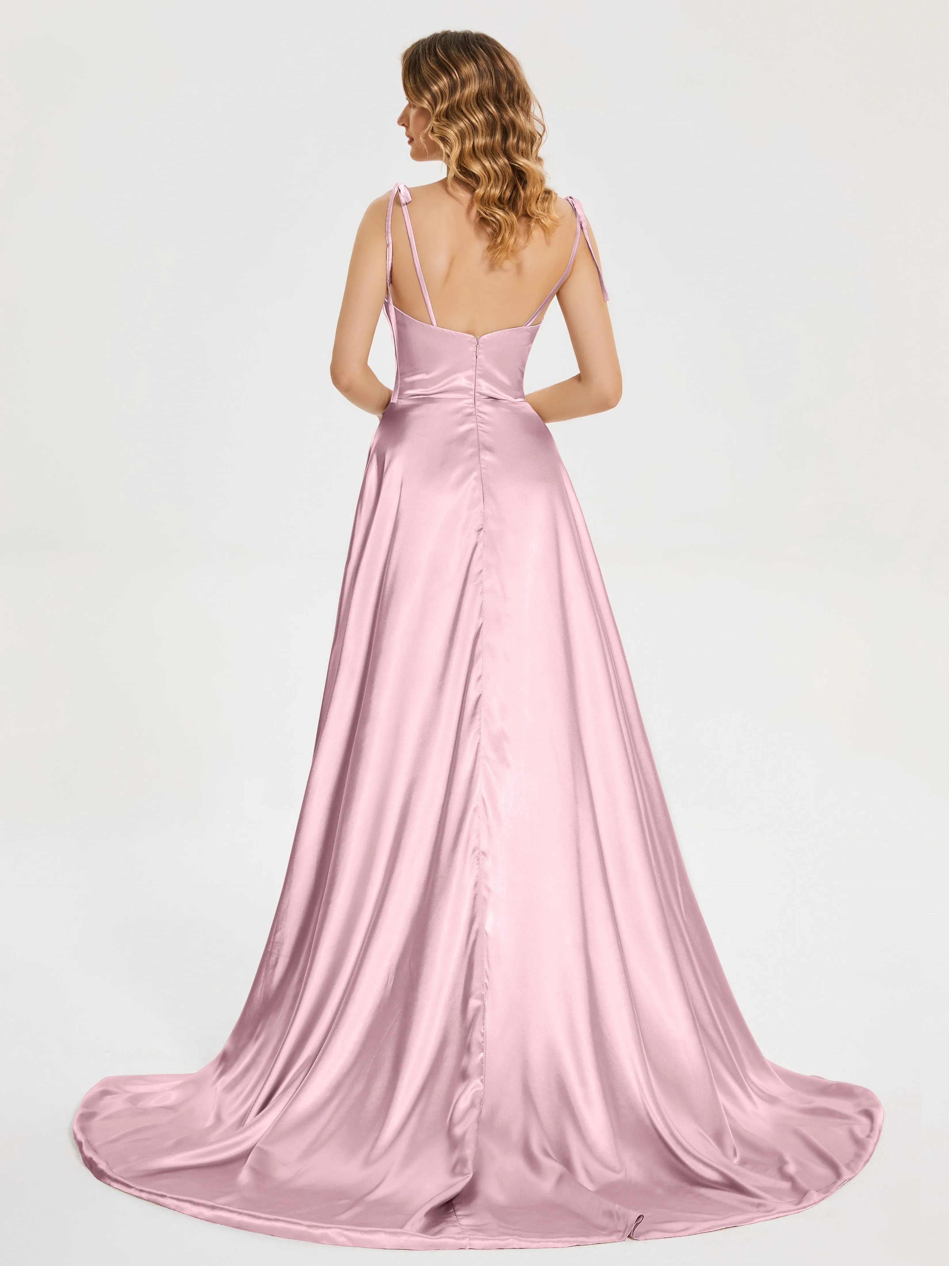 Kamila Cowl Court Train Soft Satin Dresses