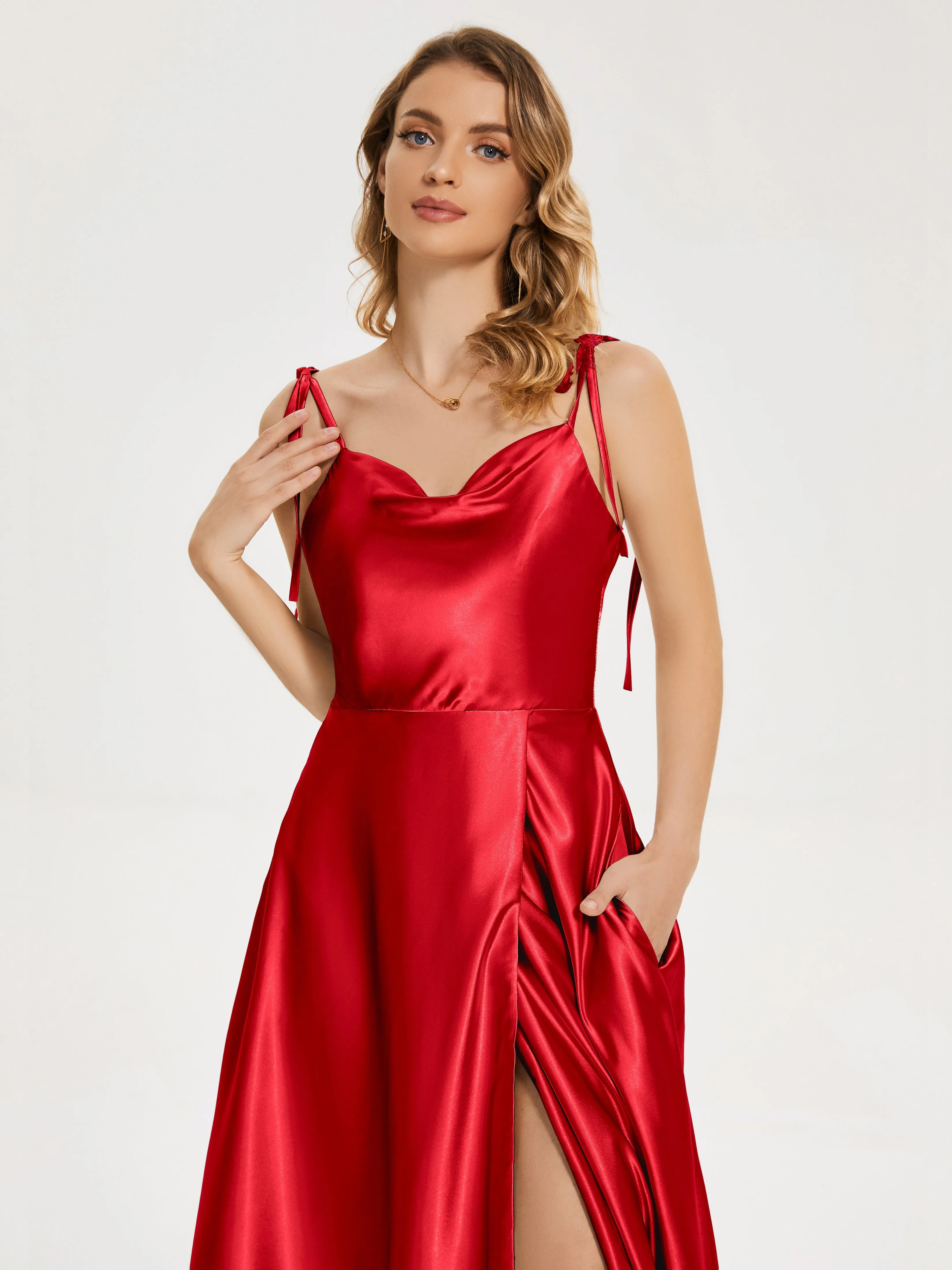 Kamila Cowl Court Train Soft Satin Dresses