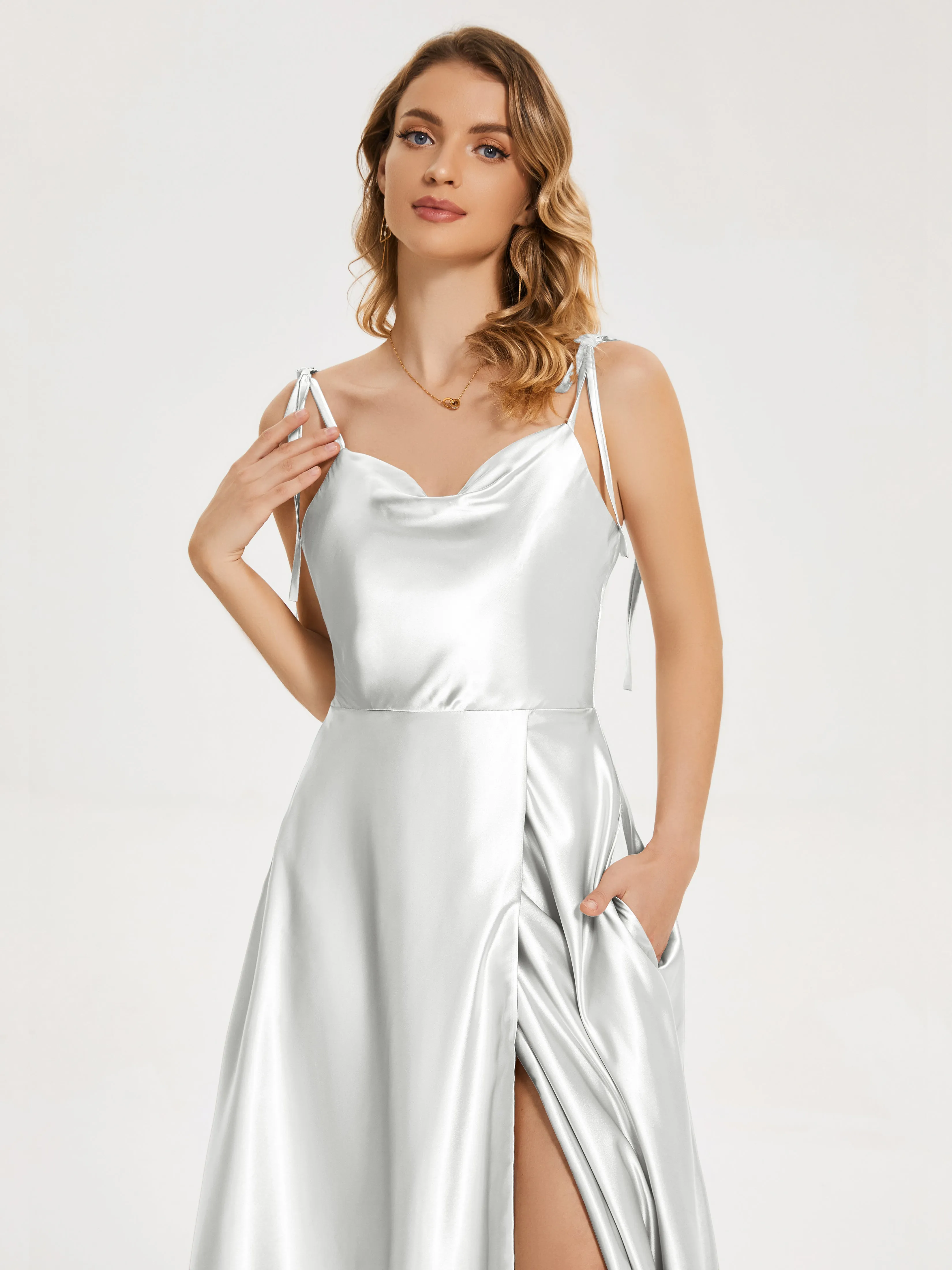 Kamila Cowl Court Train Soft Satin Dresses