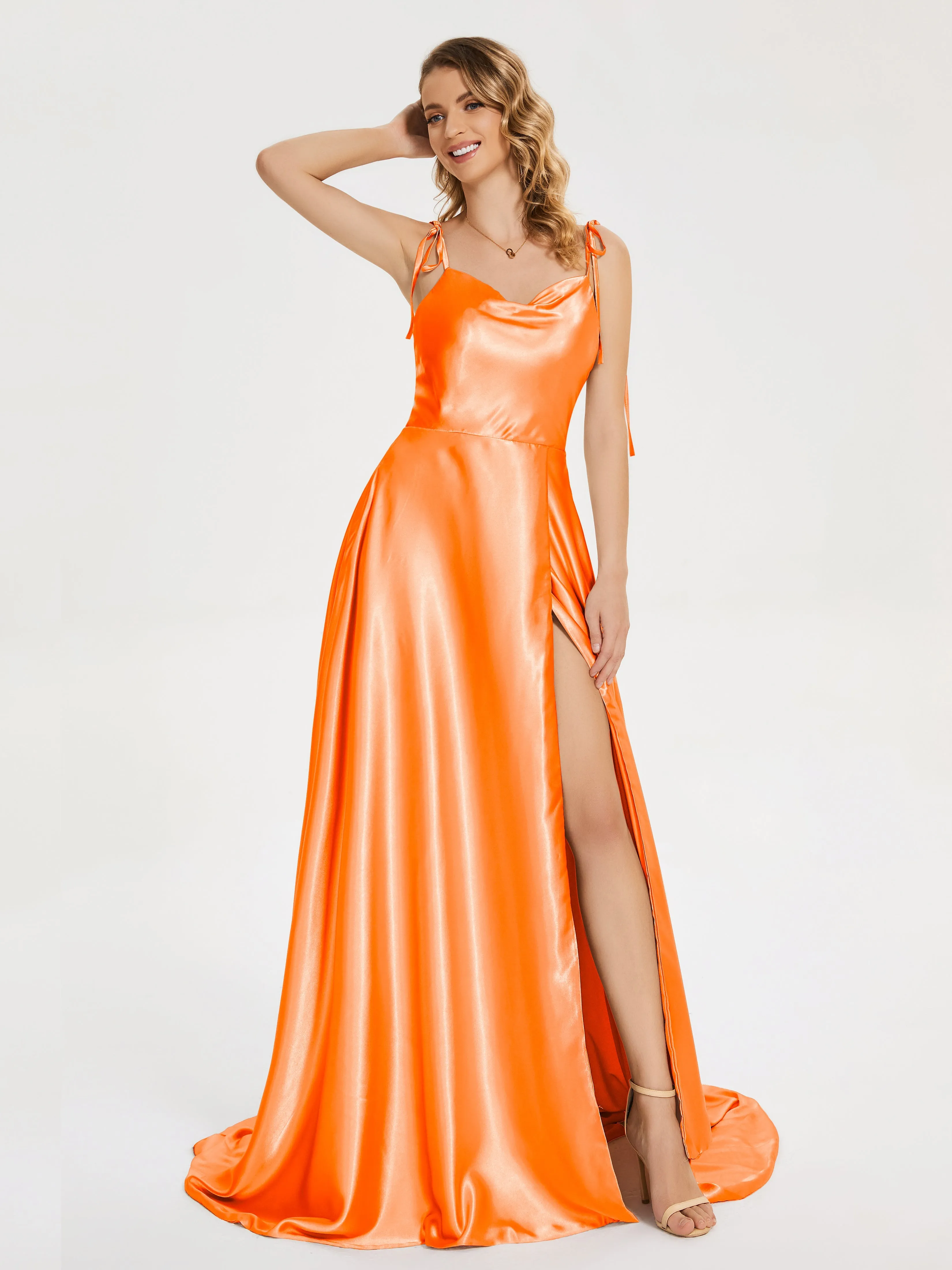 Kamila Cowl Court Train Soft Satin Dresses